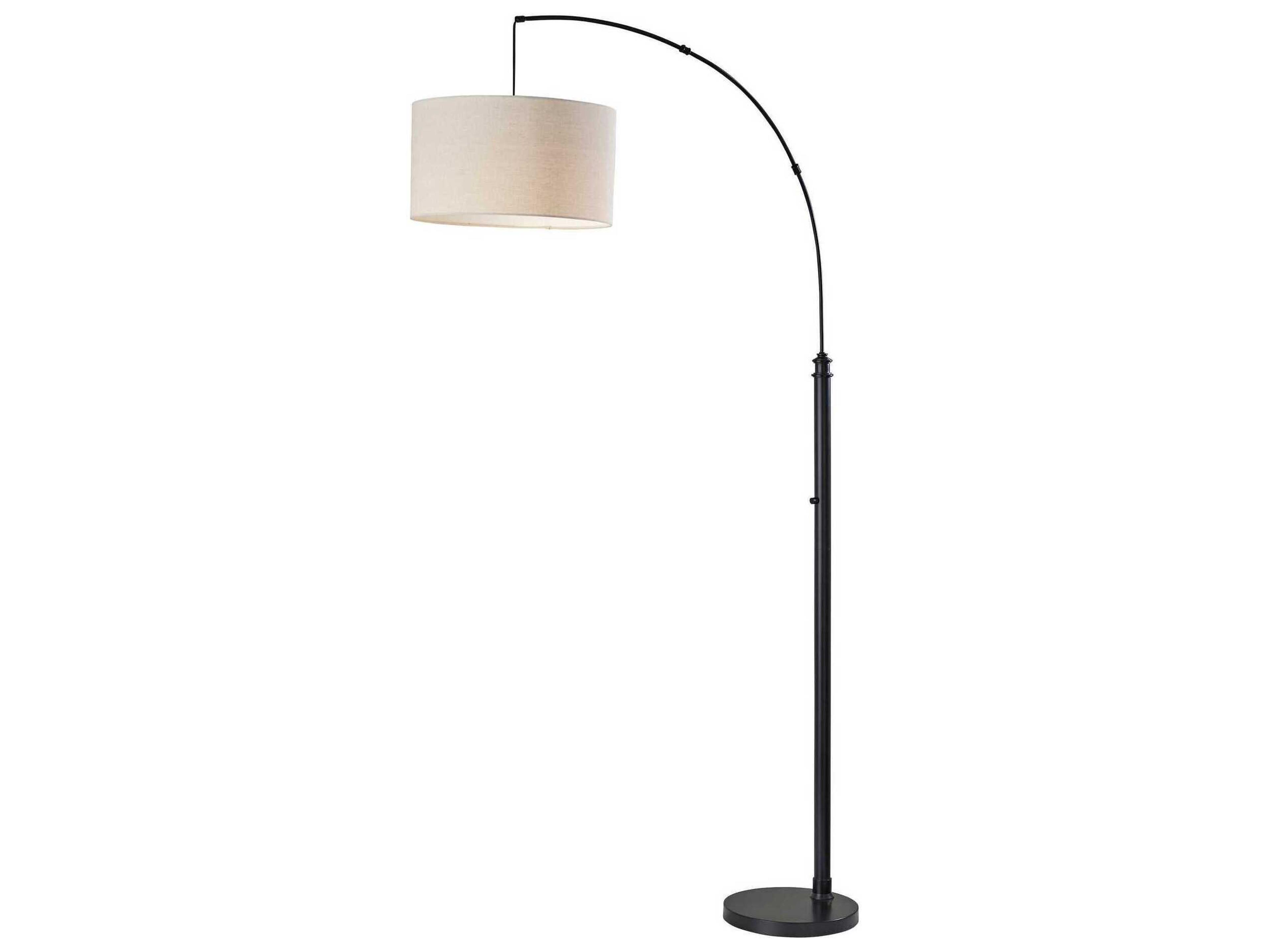 Adesso Barton Black Oatmeal Linen Fabric Floor Lamp