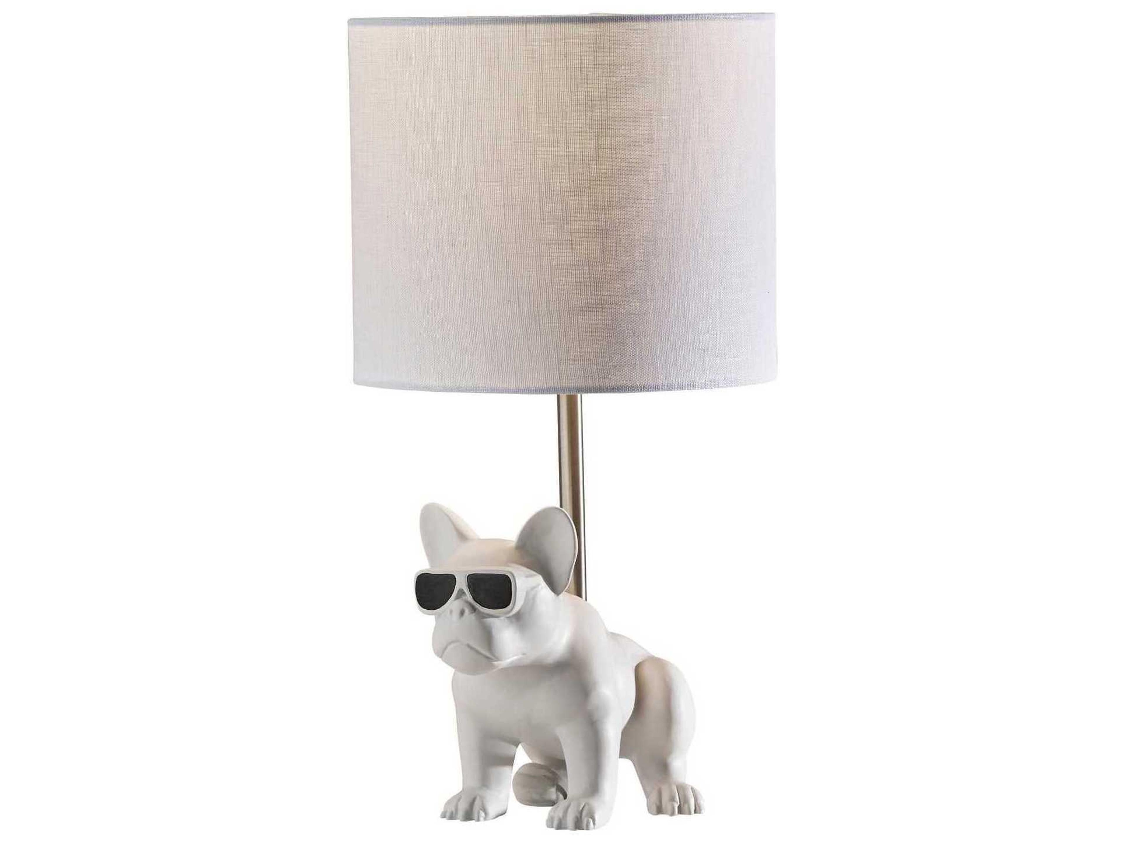 Adesso Sunny White Brushed Steel Textured Fabric Table Lamp