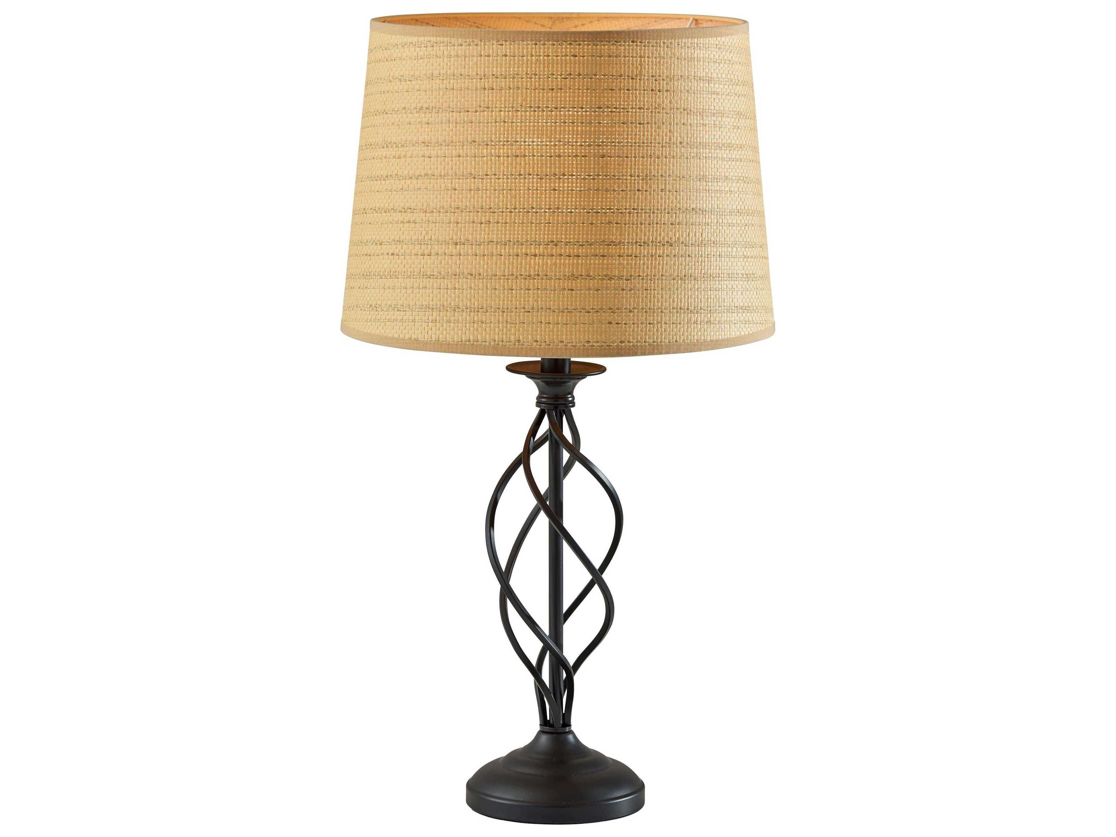 Adesso Darcy Black Natural Woven Rattan Buffet Lamp