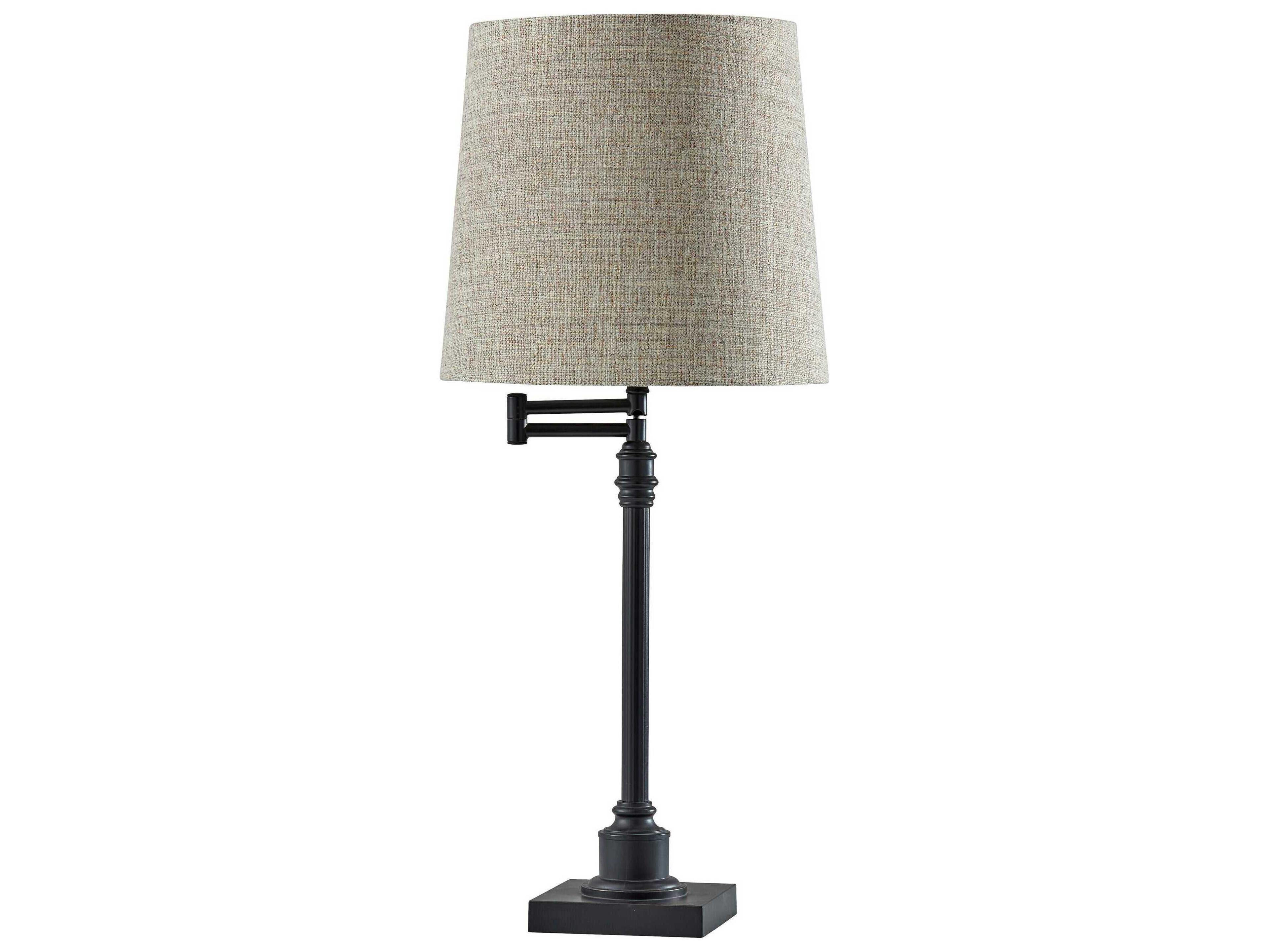 Adesso Dante Black Tan Textured Linen Traditional Buffet Lamp