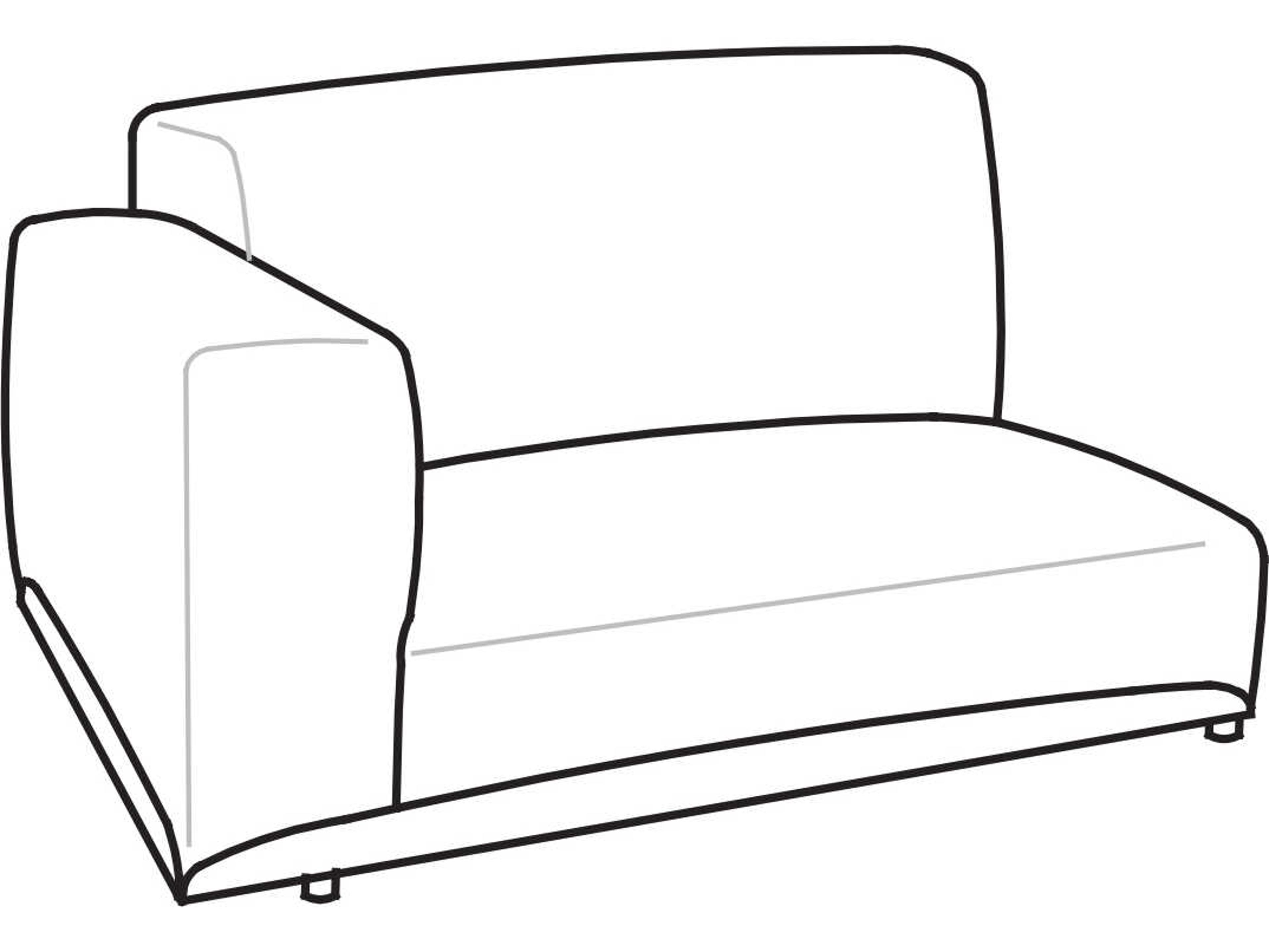 Arflex Claudine L Unit with 1 Armrest with Wooden Details