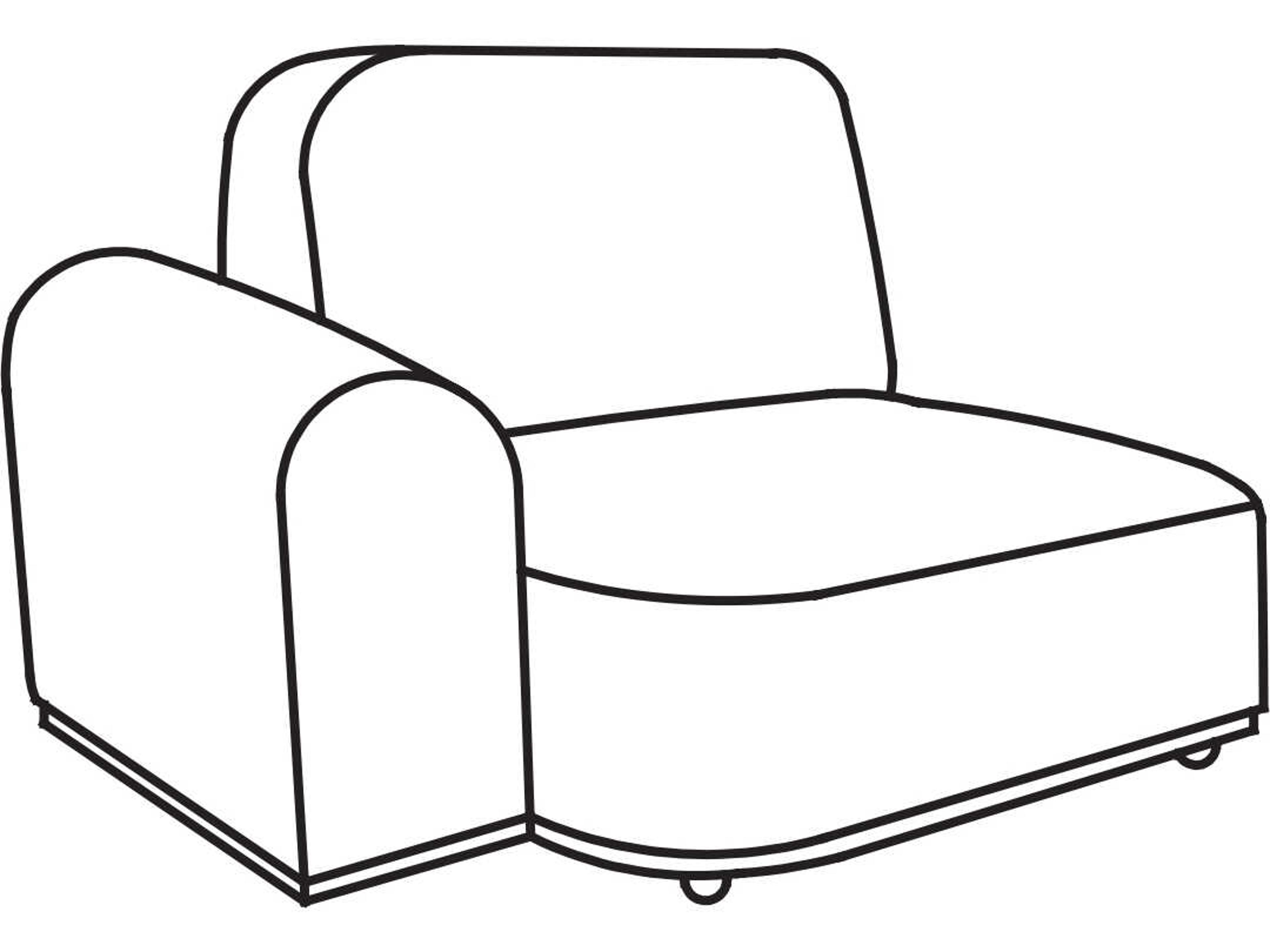 Arflex Arcolor Unit with 1 Armrest Pipping Same Fabric