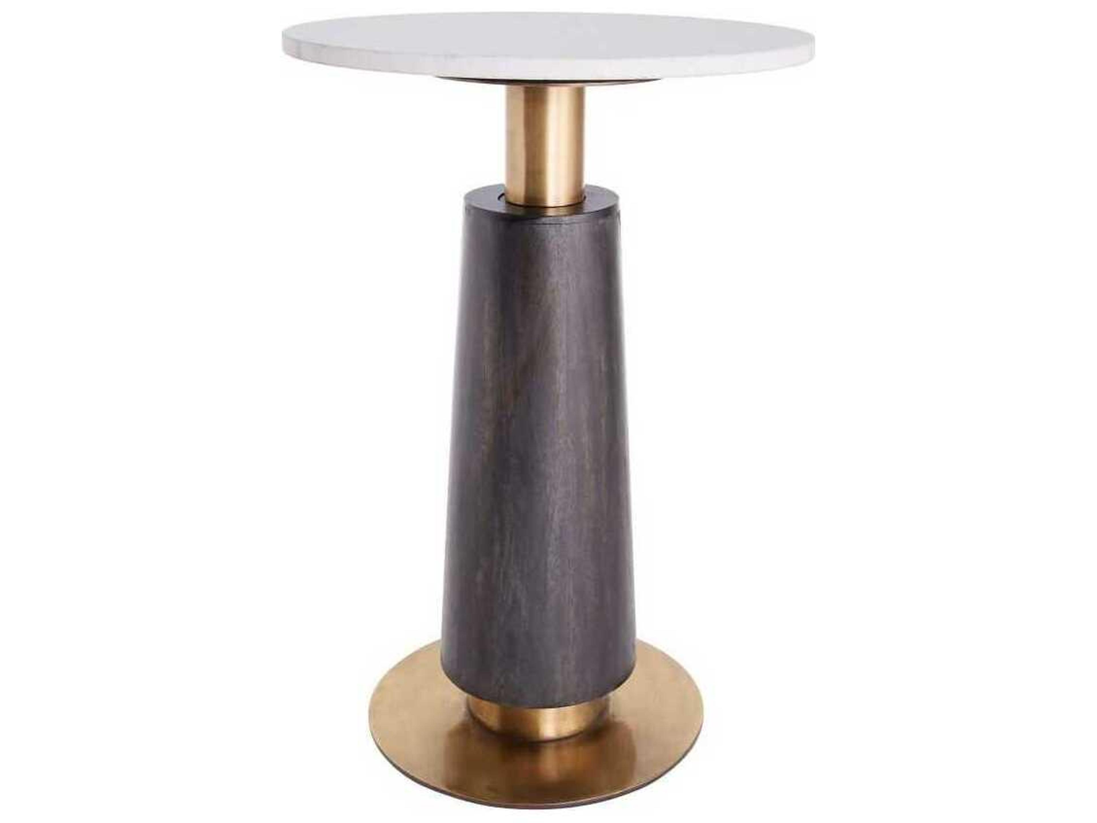 Arteriors Home Knoxville Round Marble Antique Brass End Table