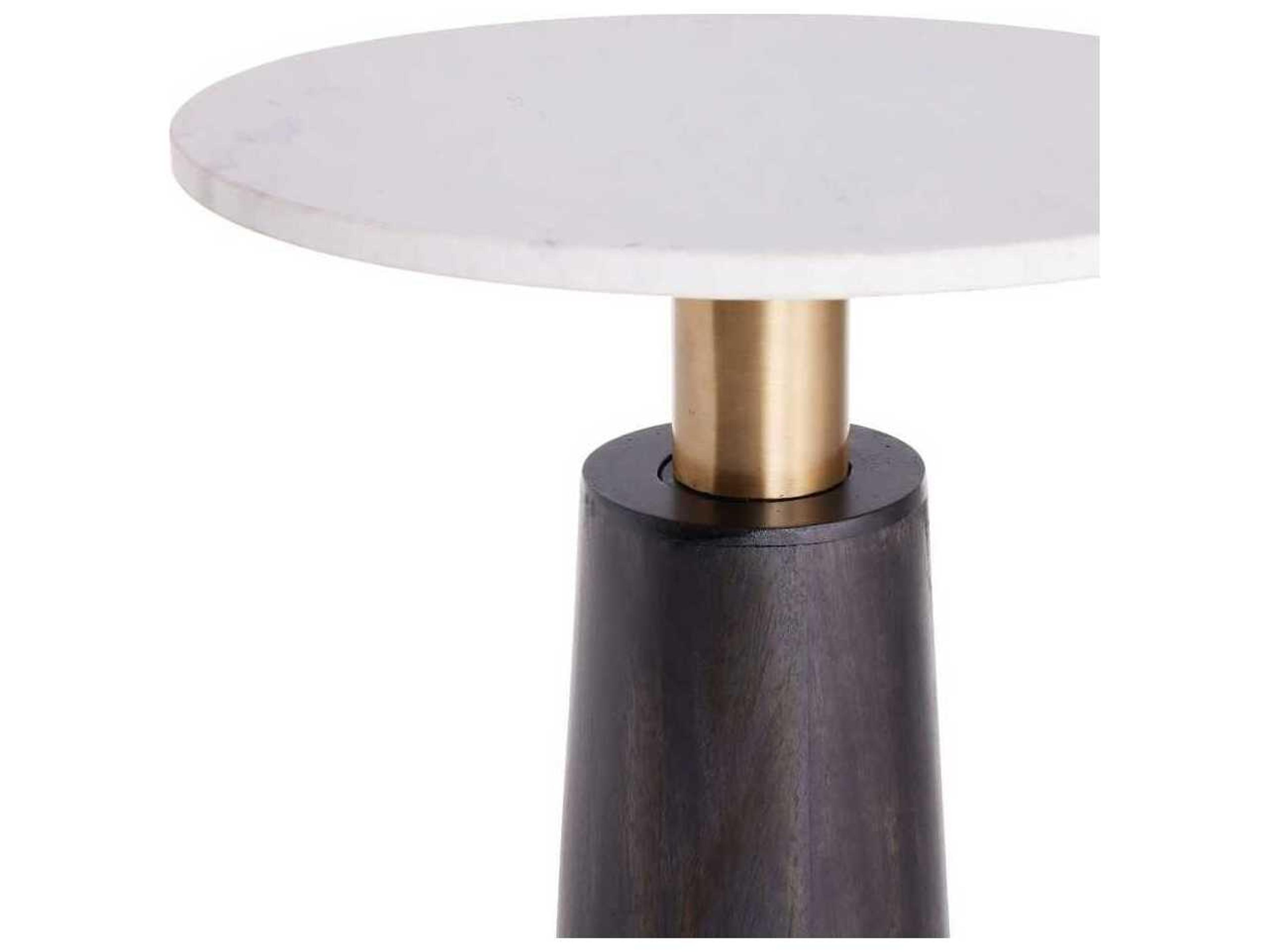Arteriors Home Knoxville Round Marble Antique Brass End Table