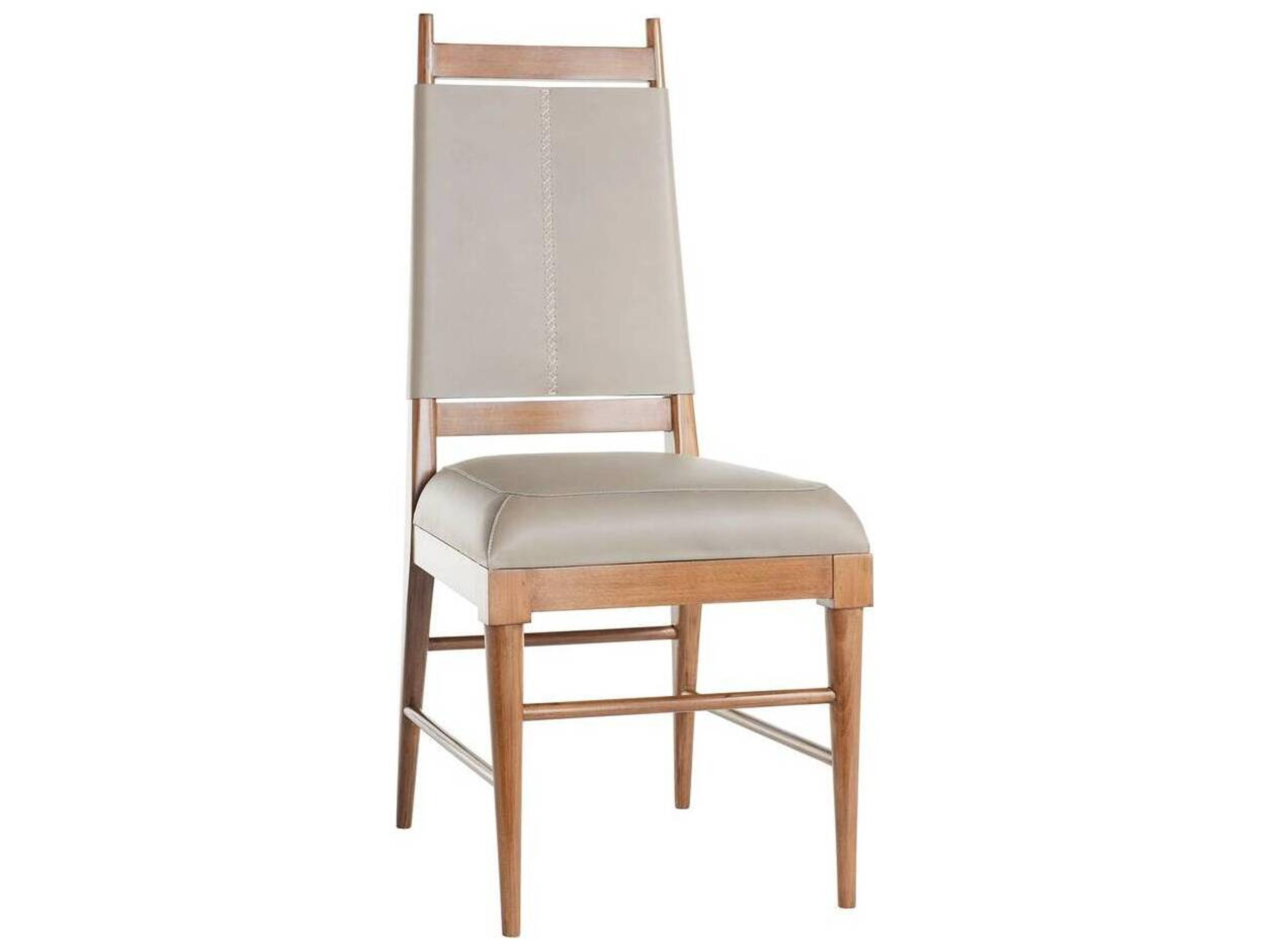 Arteriors Home Keegan Walnut Morel Leather High Back Dining Chair
