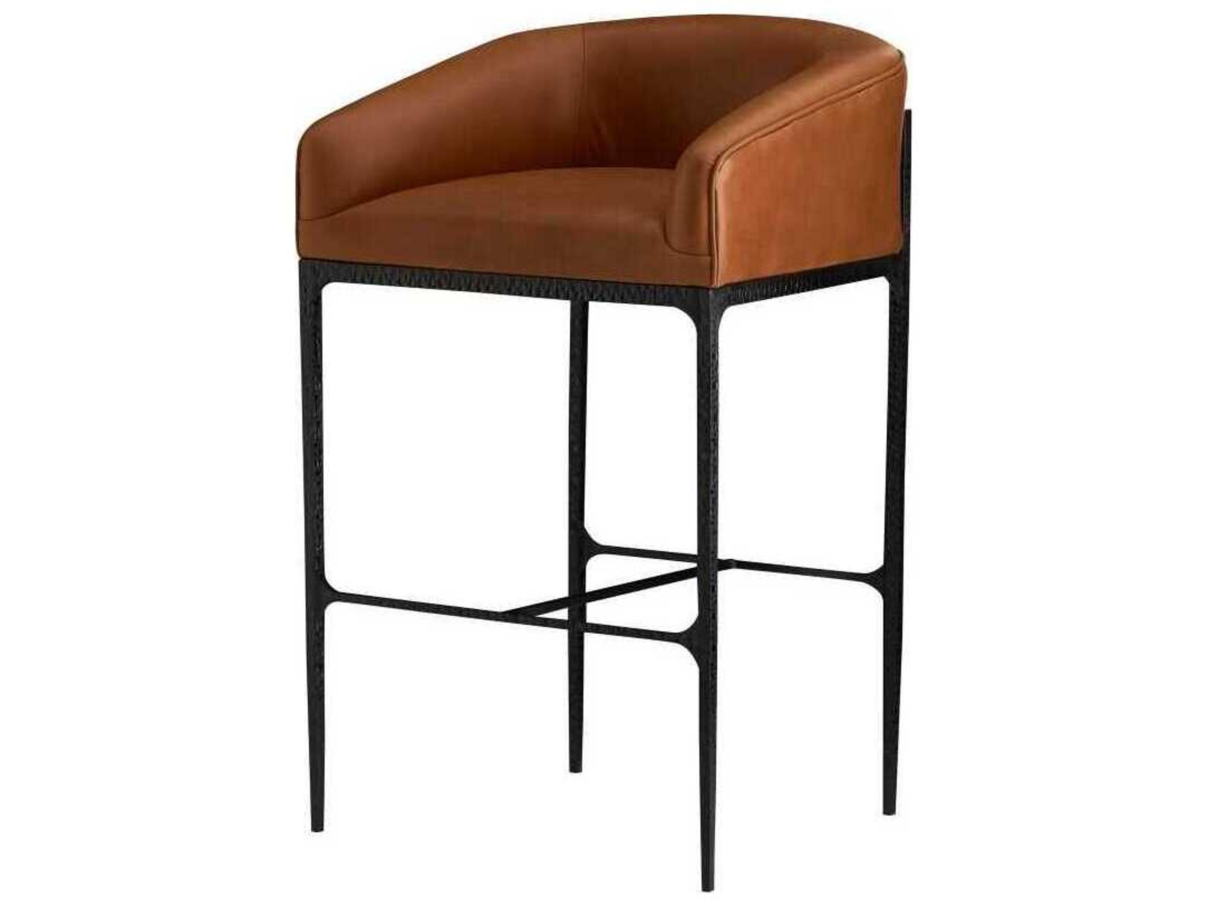 Arteriors Home Osbourne Russet Blackened Iron Leather Bar Stool