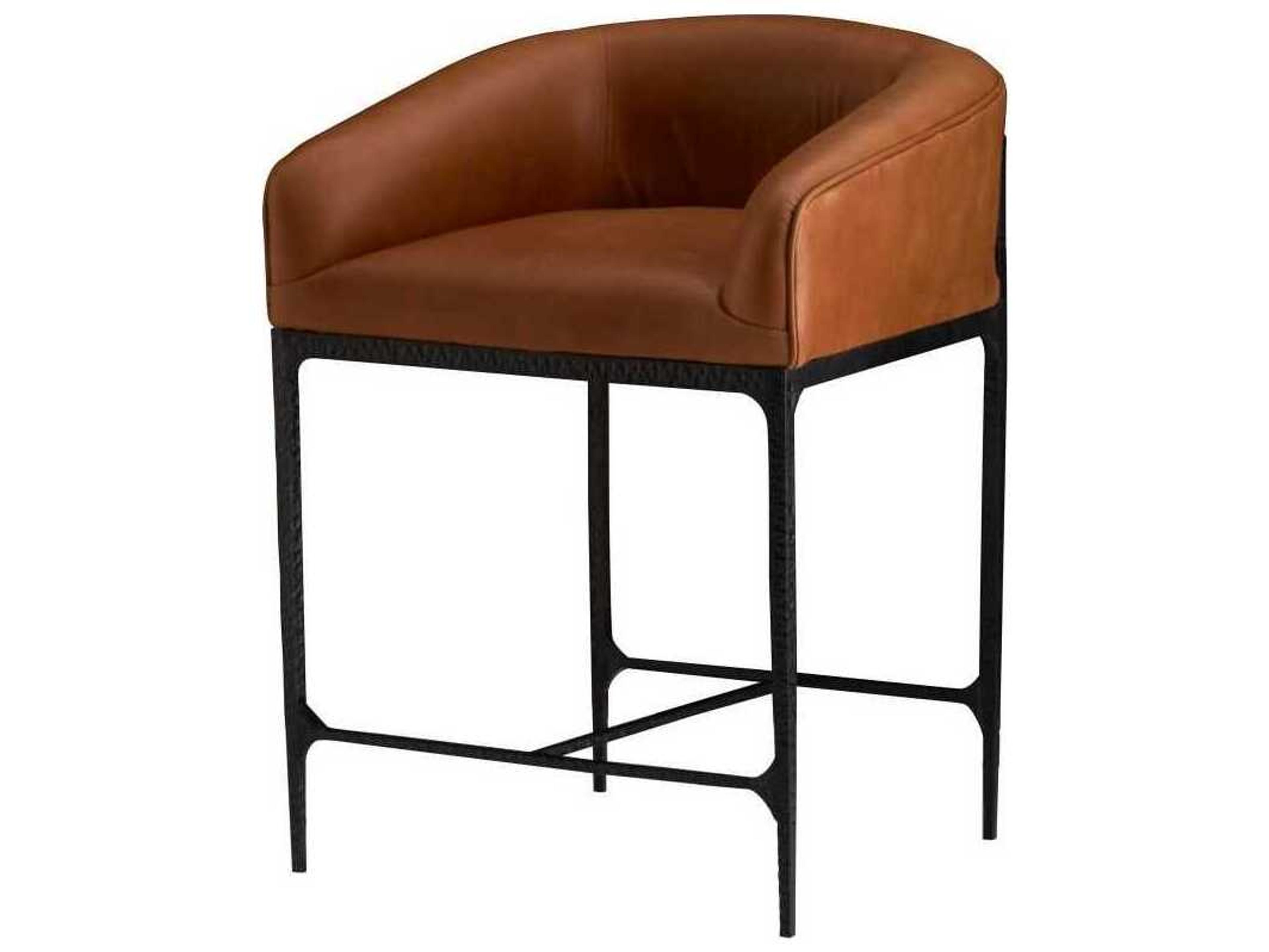 Arteriors Home Osbourne Russet Blackened Iron Leather Counter Stool