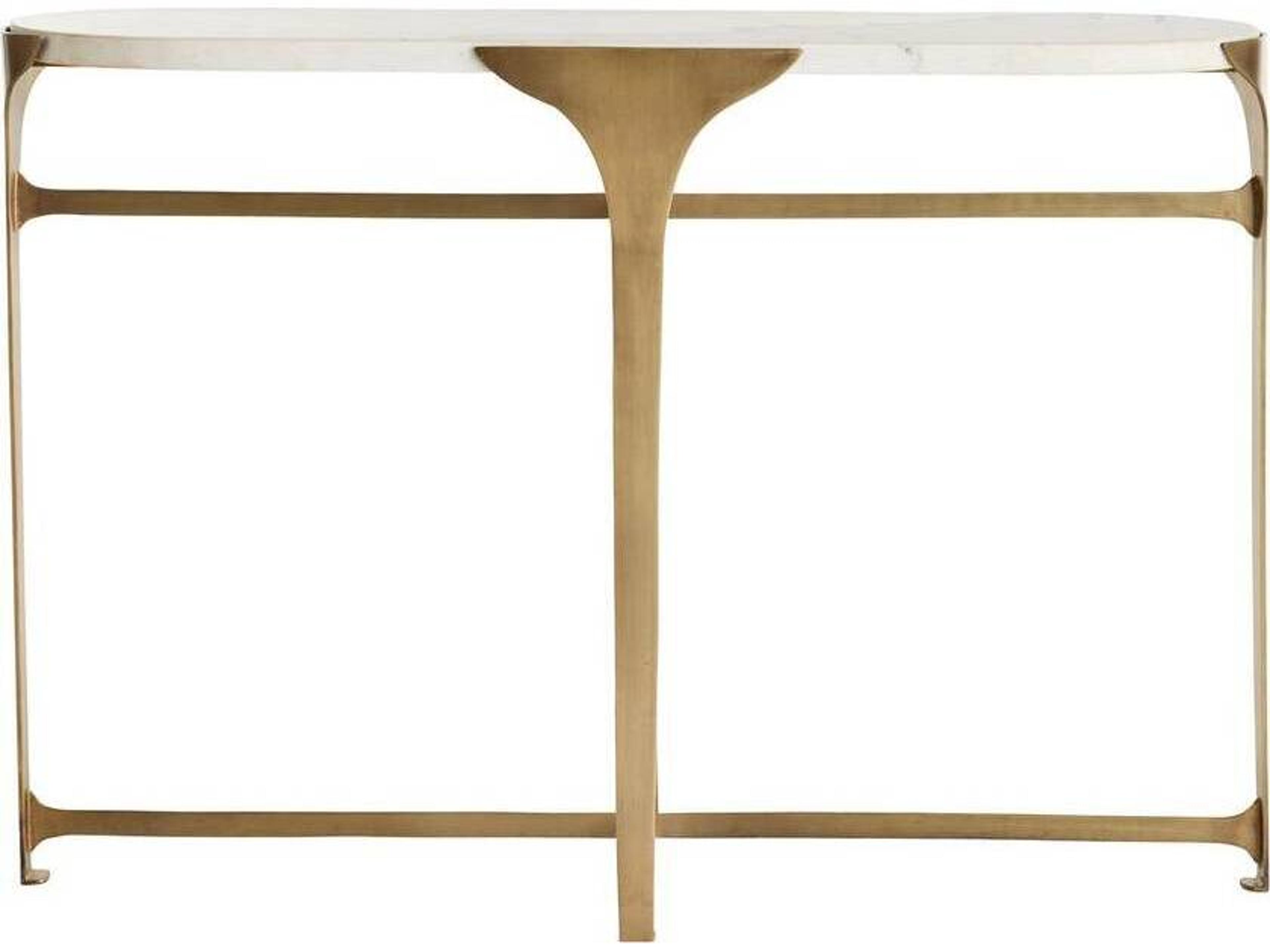 Arteriors Home Janine Oval Marble Antique Brass Console Table