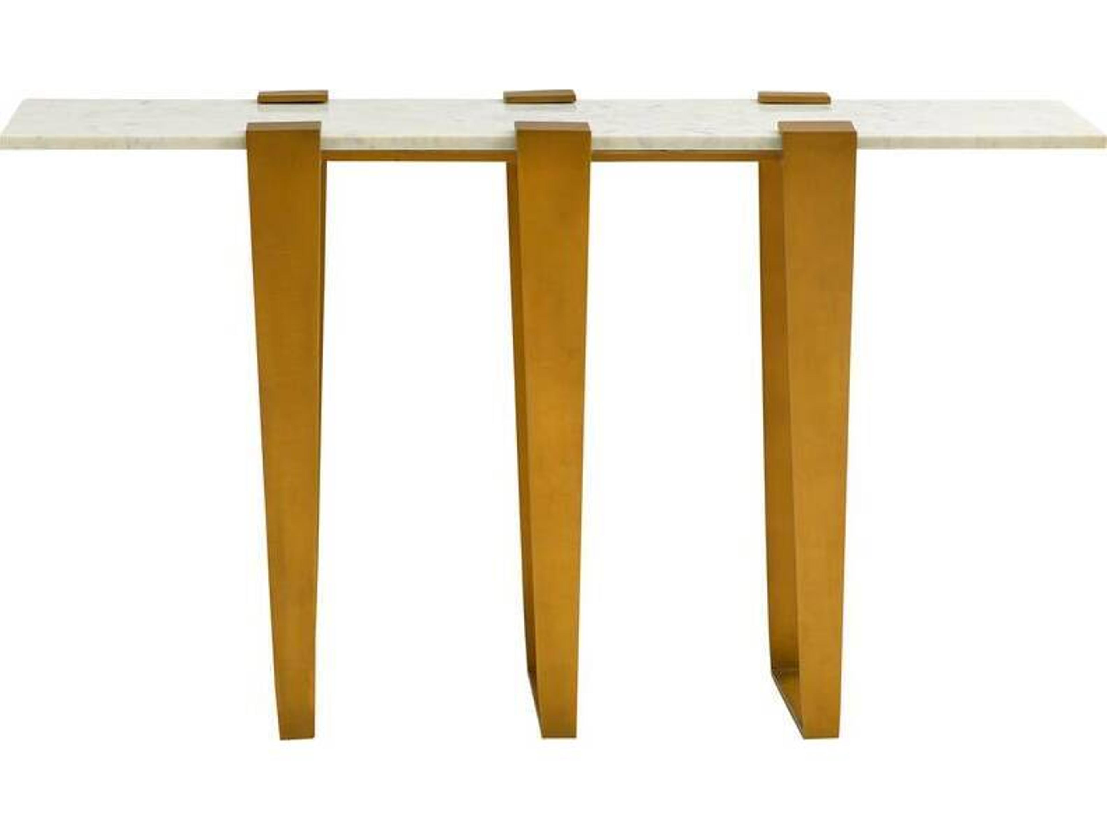 Arteriors Home Octavia Rectangular Marble Antique Brass Console Table