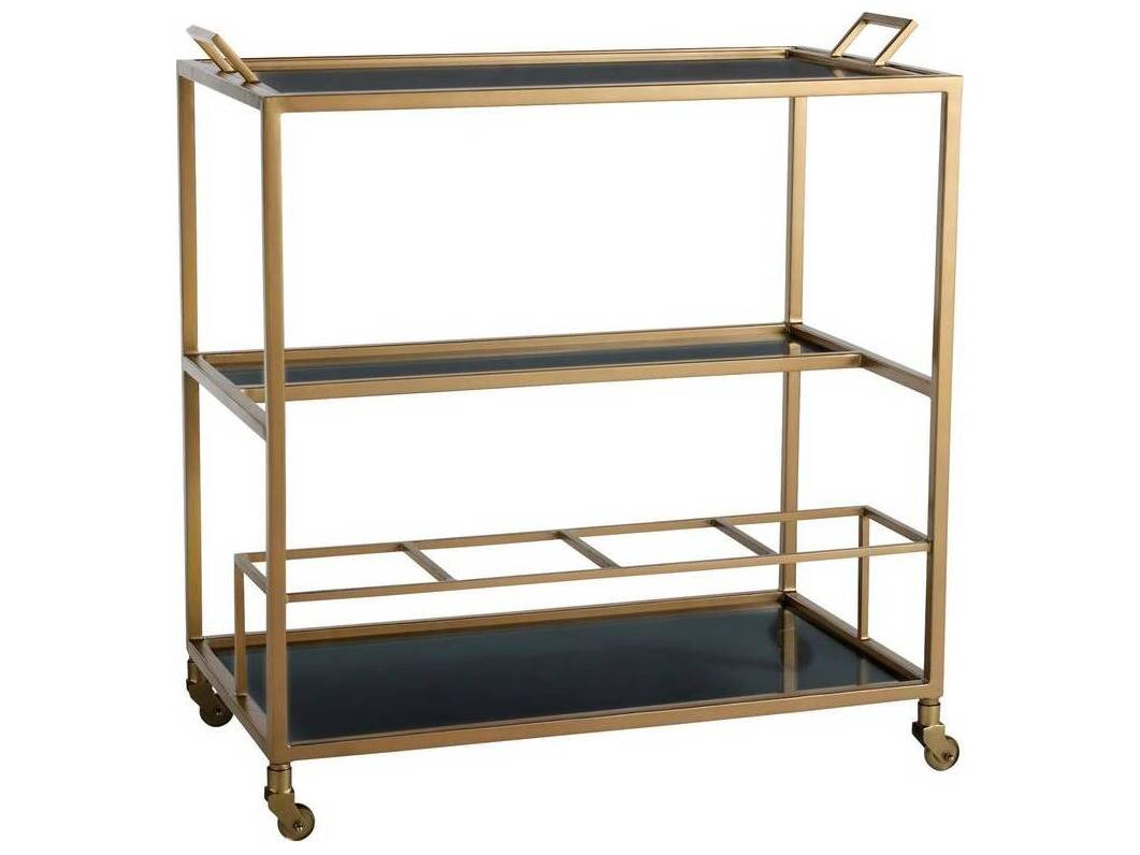 Arteriors Home Jak Glass Antique Brass Bar Cart