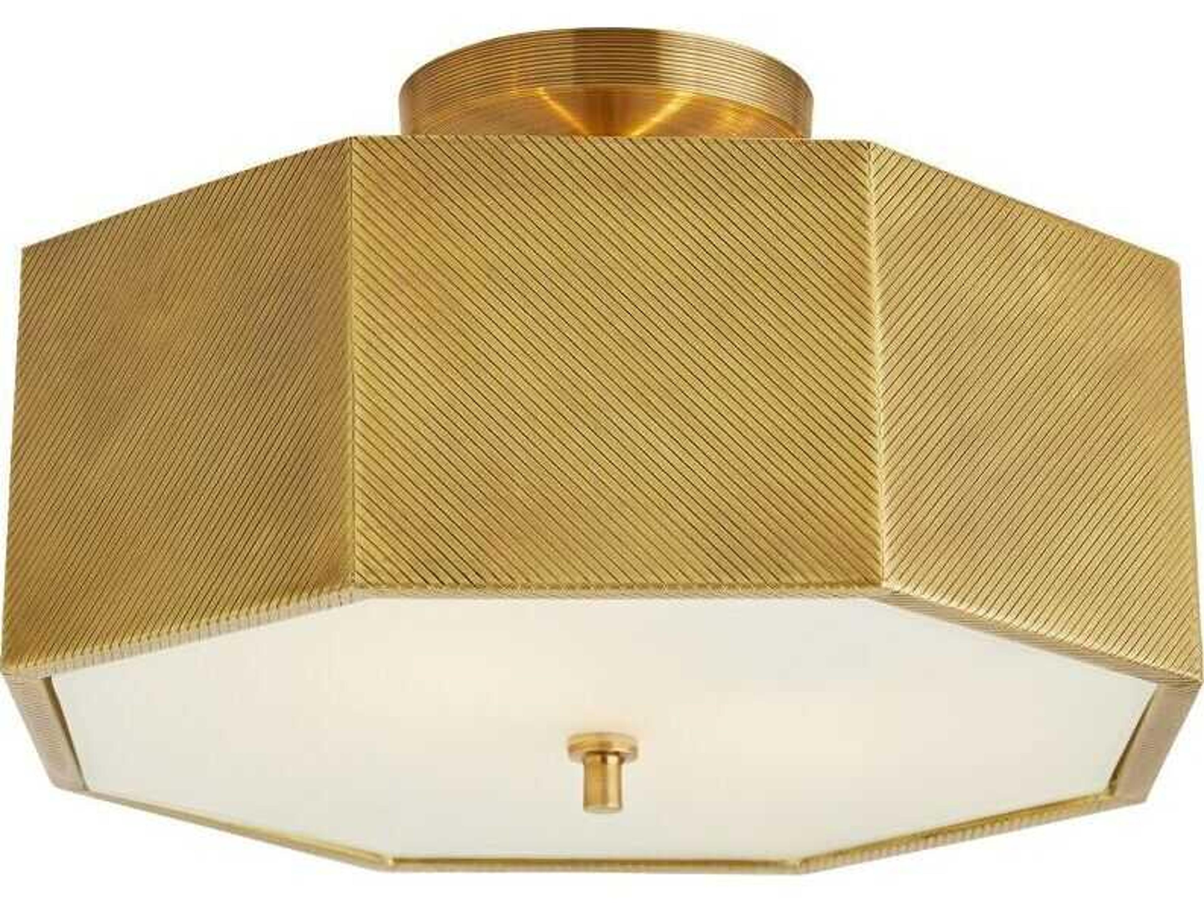 Arteriors Home Grespan 2-Light Antique Brass Geometric Semi Flush Mount