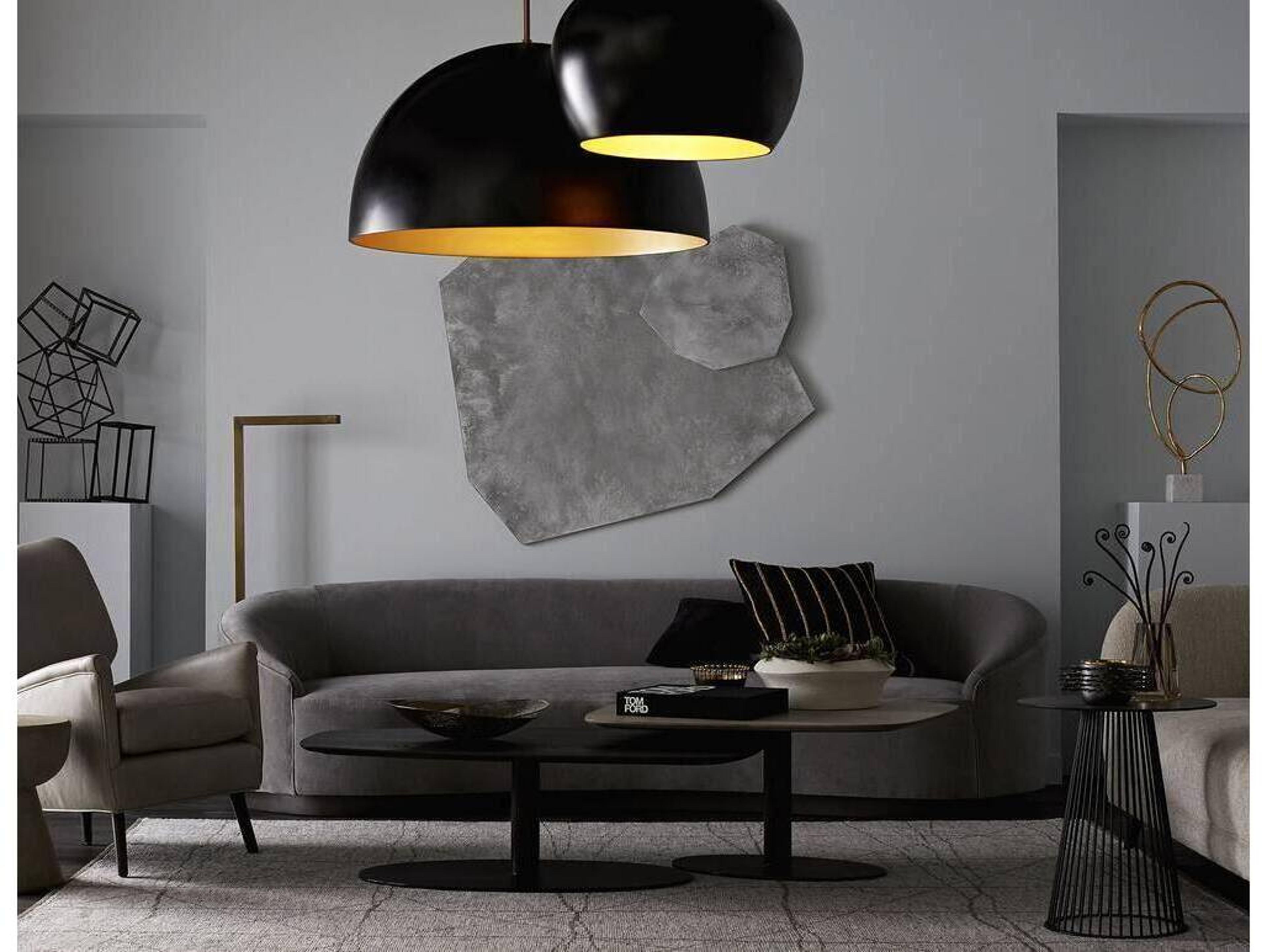 Arteriors Home Pascal 1-Light Antique Brass Black Dome Pendant