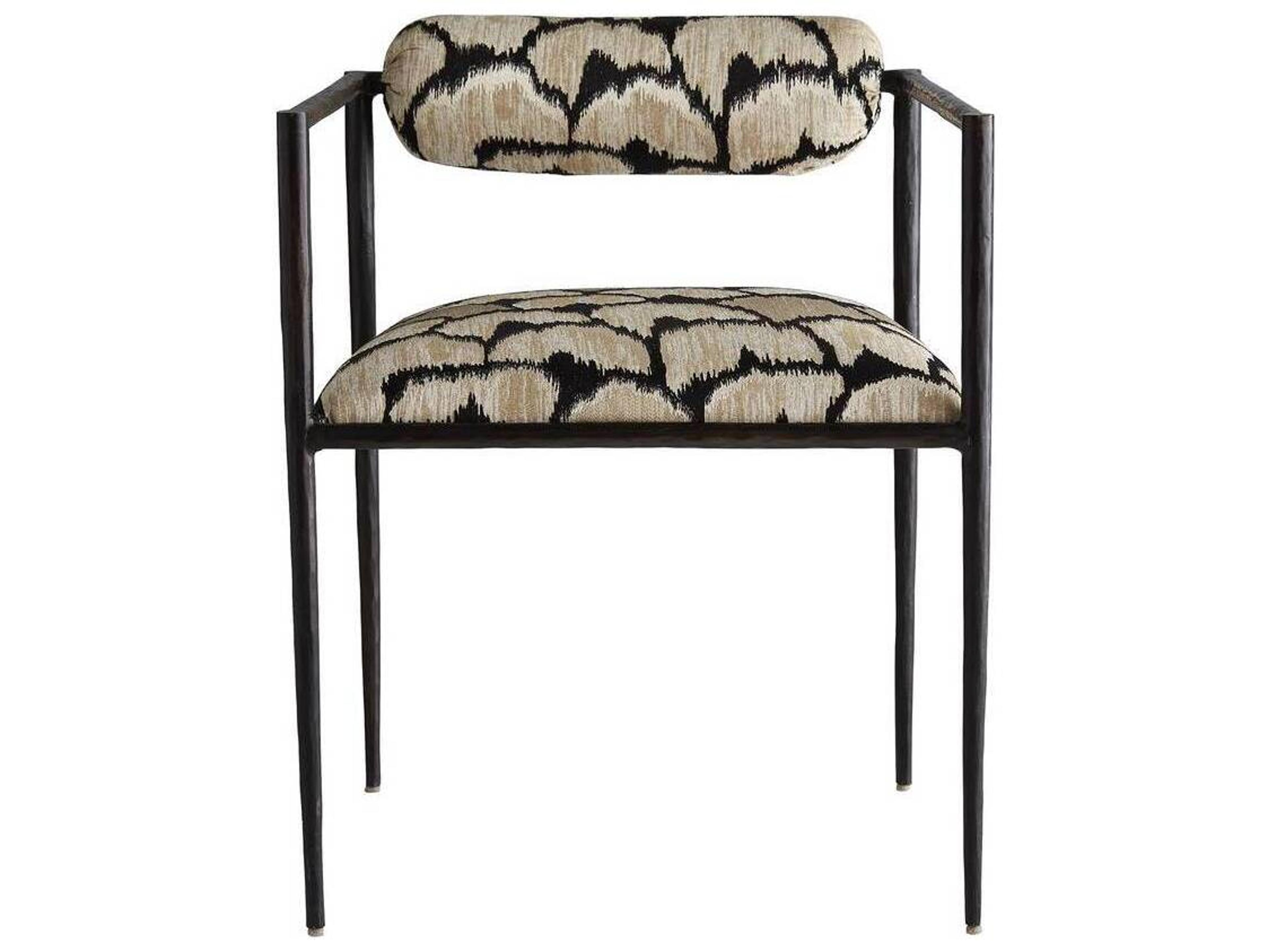 Arteriors Home Barbana Accent Chair Ocelot Embroidered Natural Iron