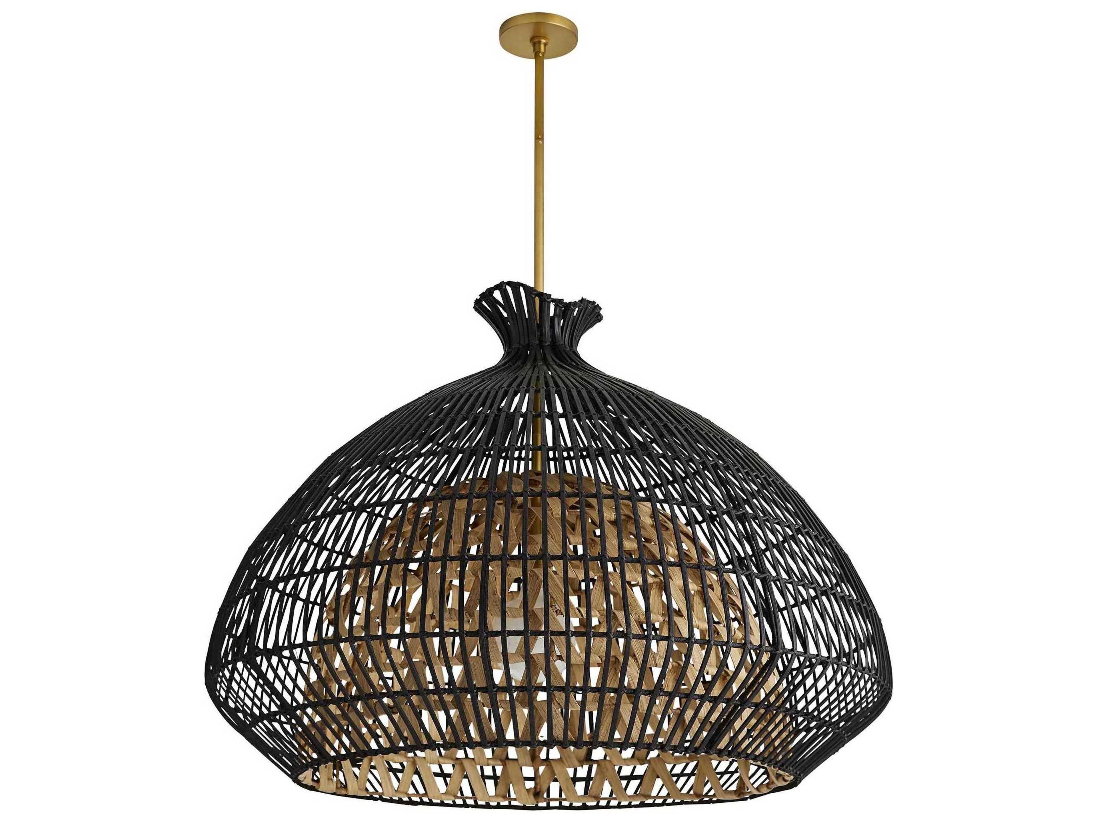 Arteriors Home Rimini Black Woven Rattan Dome Pendant
