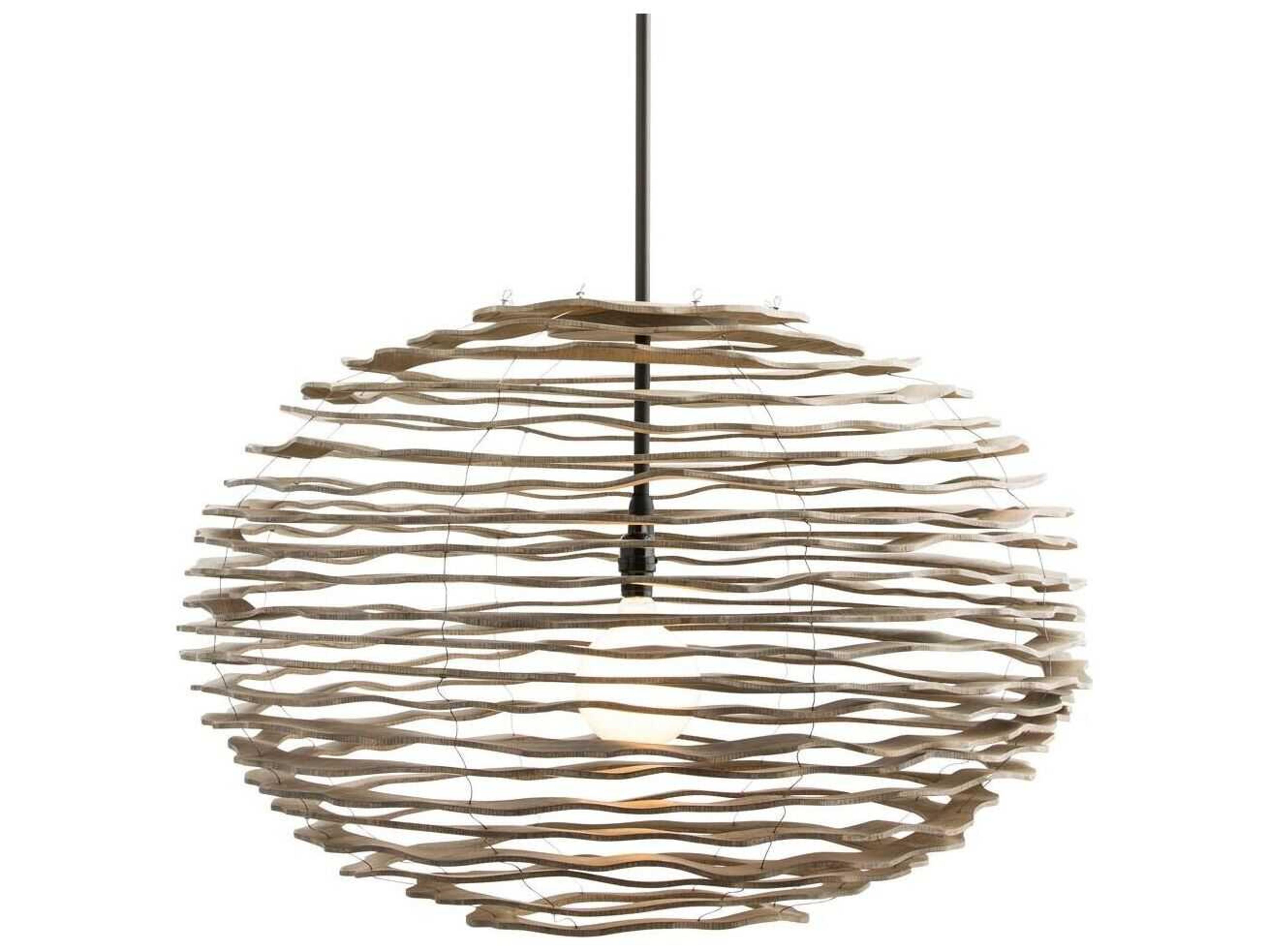 Arteriors Home Rook 1-Light Black Wood Pendant