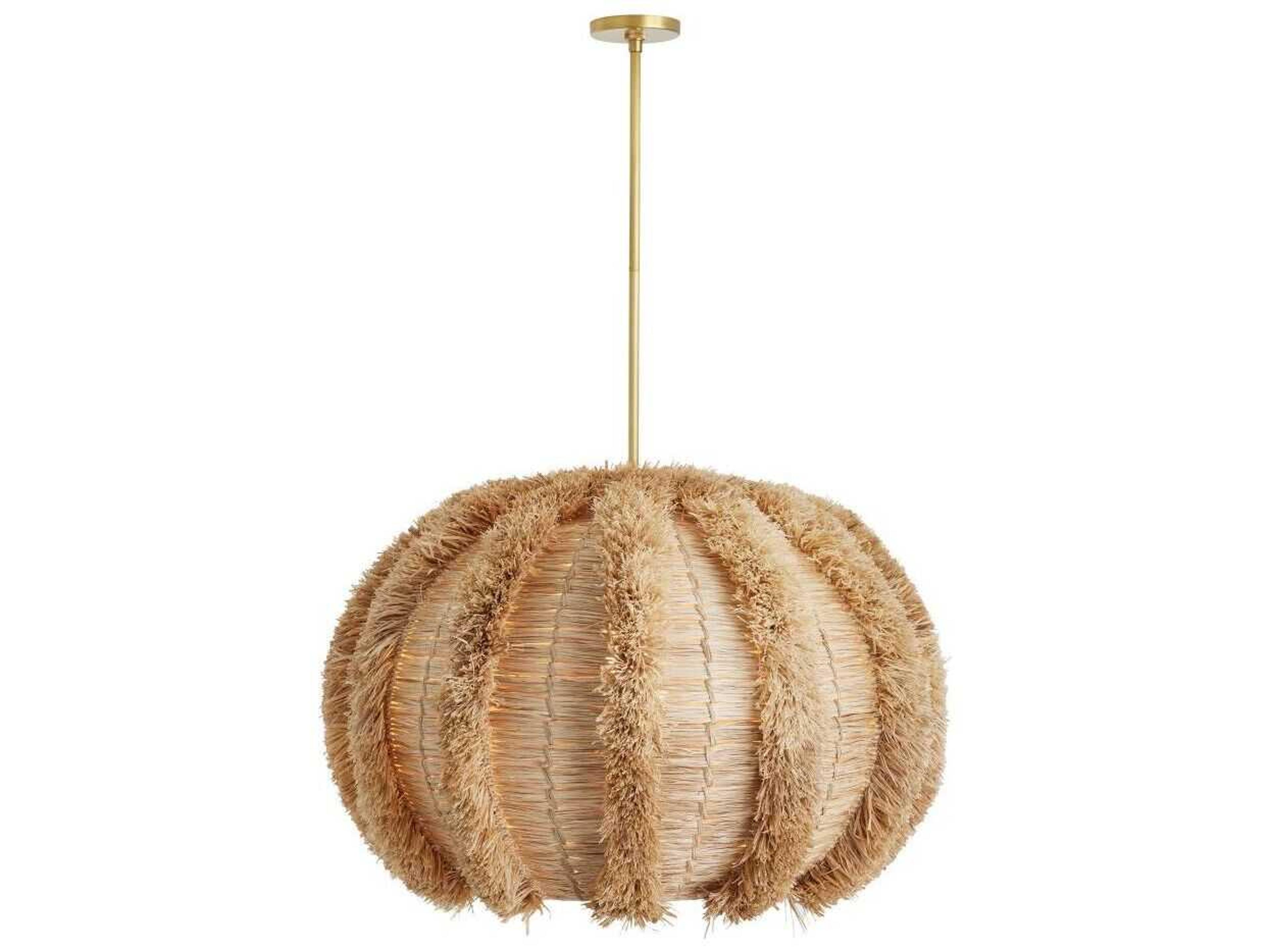 Arteriors Home Johanna 1-Light Natural Raffia Brown Globe Pendant