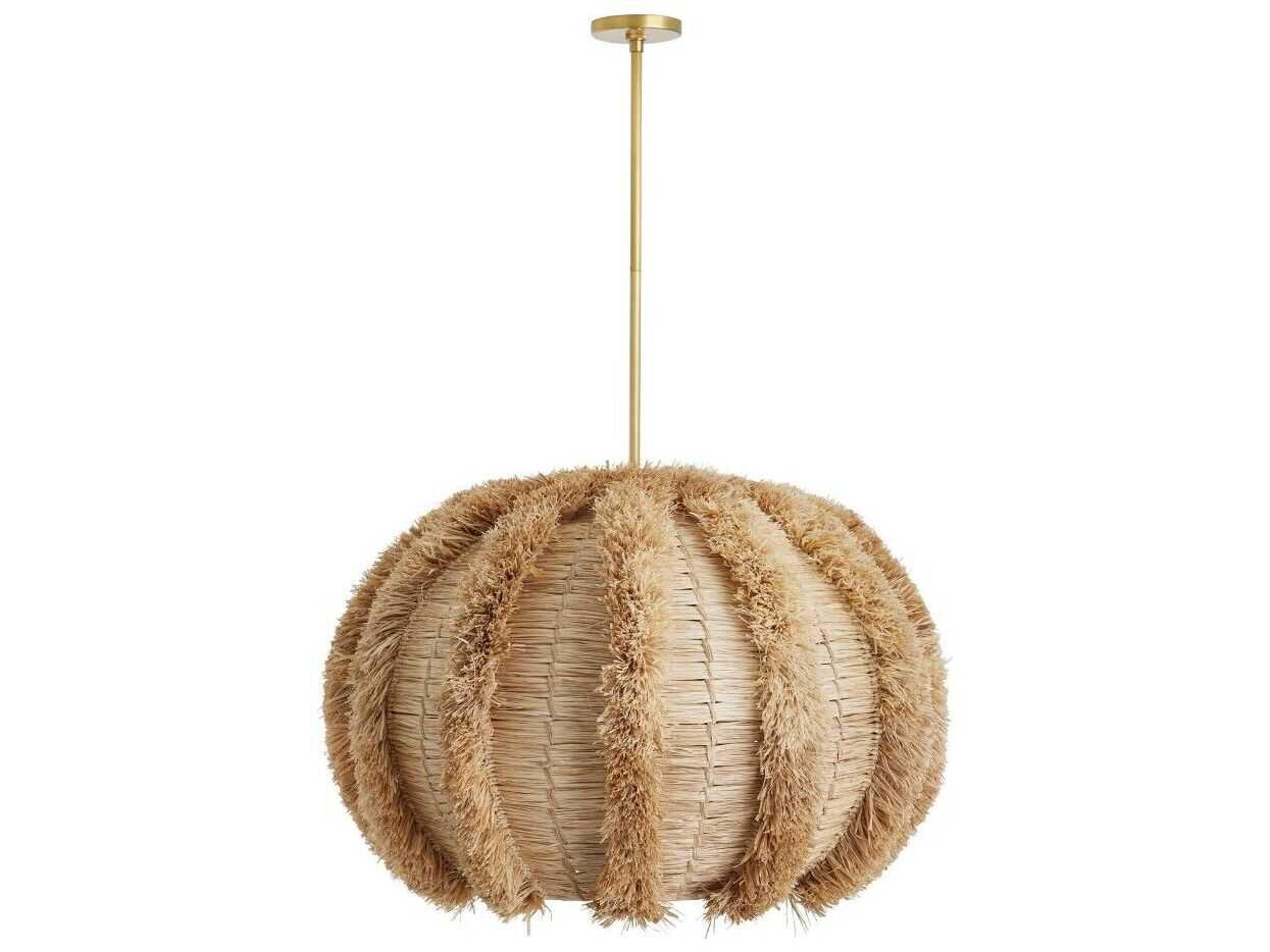 Arteriors Home Johanna 1-Light Natural Raffia Brown Globe Pendant