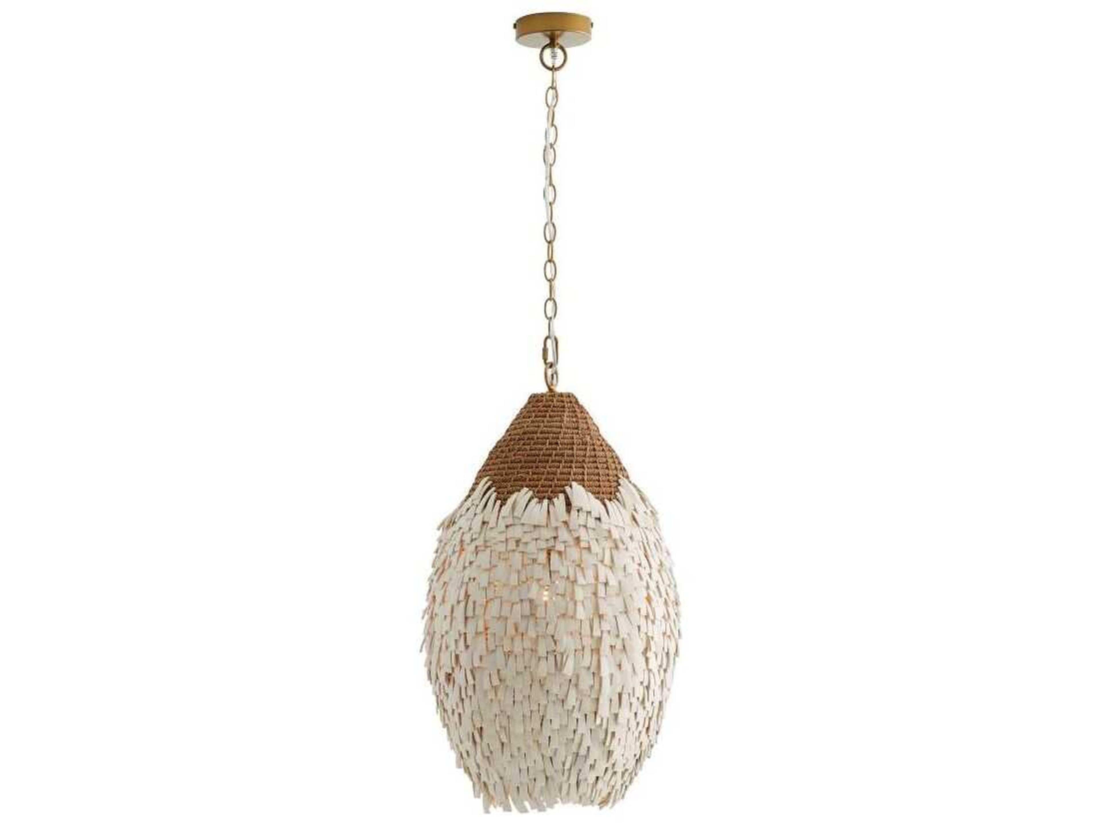 Arteriors Home Orla 1-Light Antique Brass White Pendant