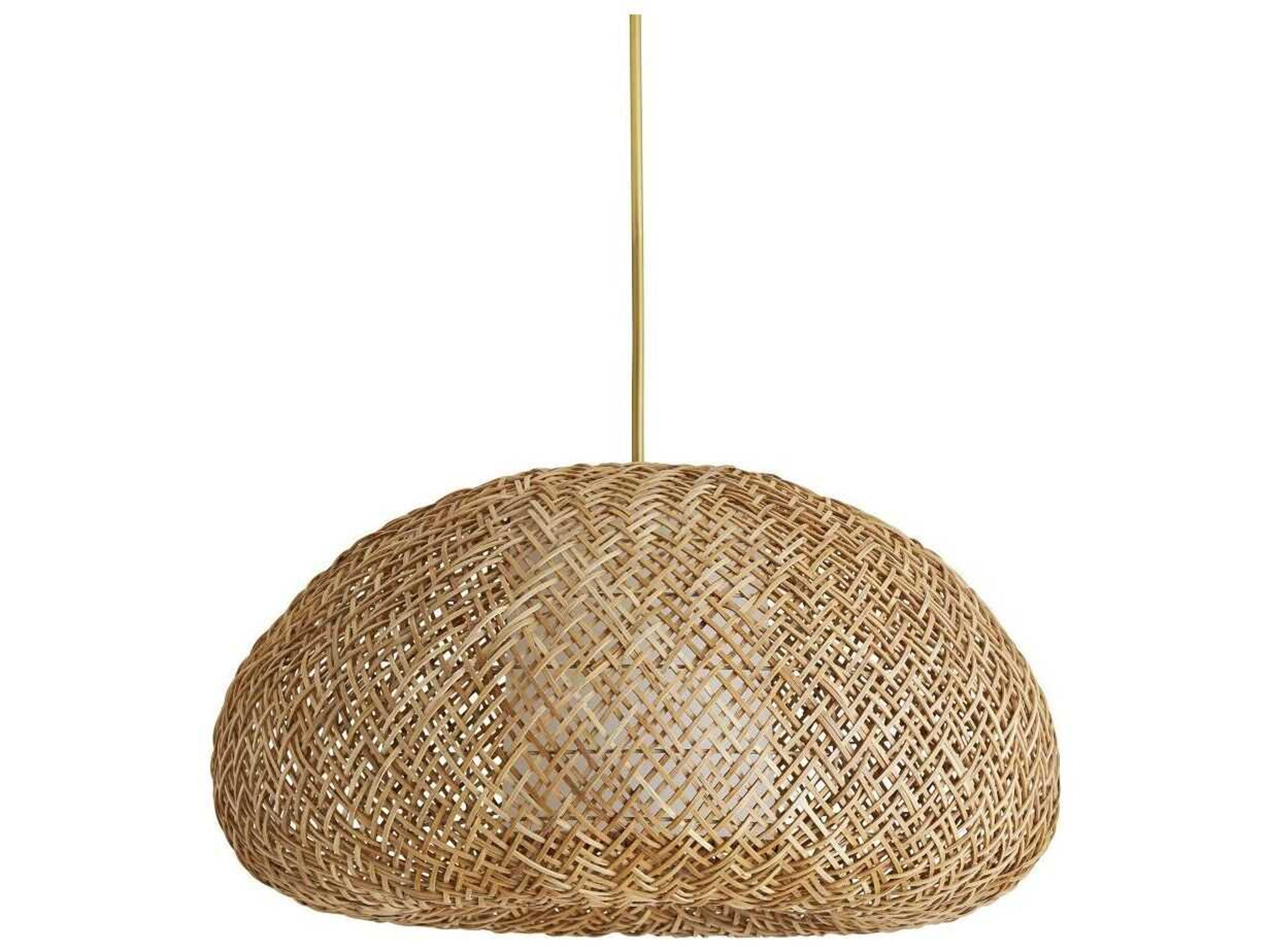 Arteriors Home Ingrid 1-Light Natural Rattan White Linen Wood Pendant