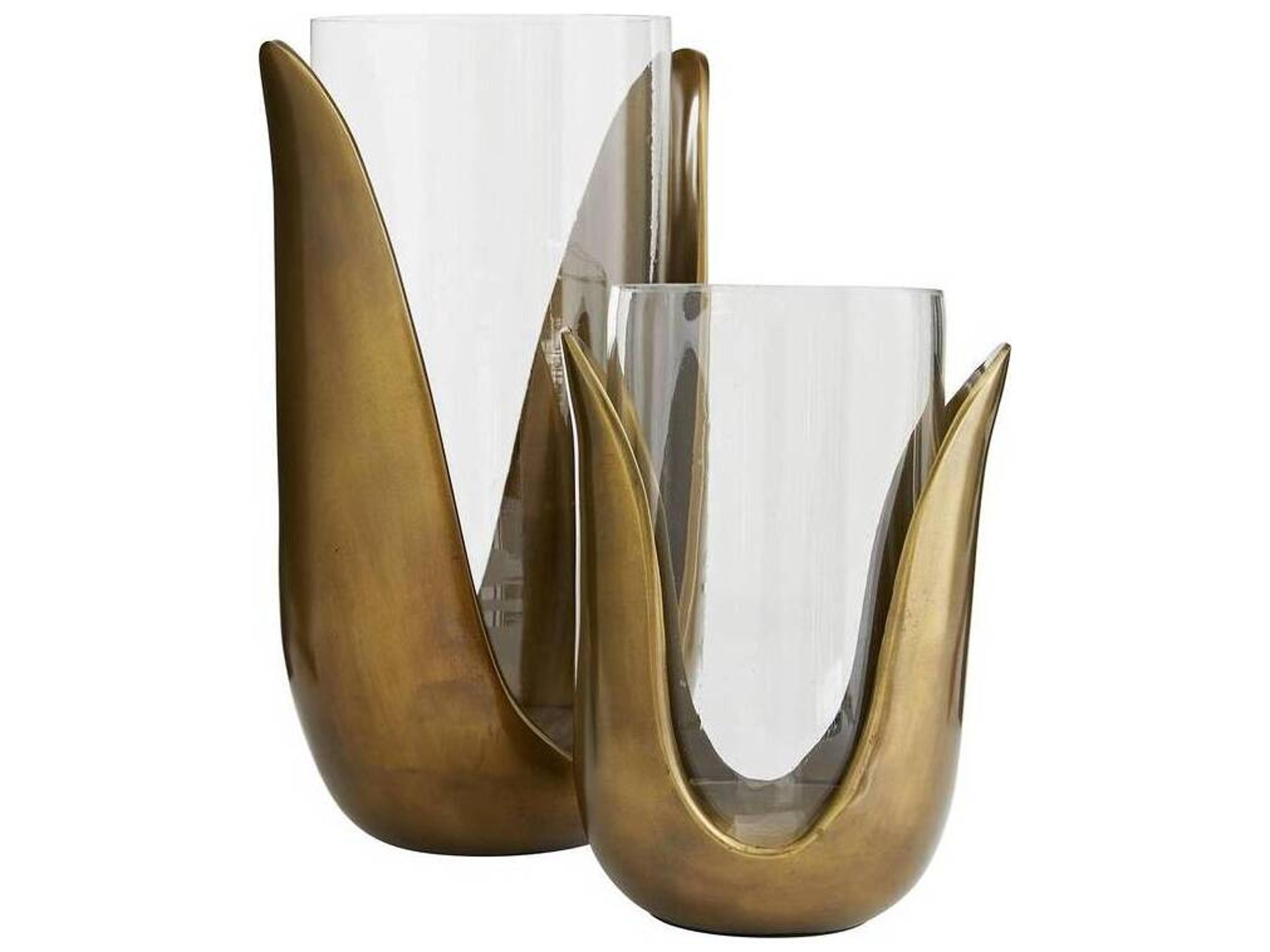 Sonia Antique Brass Vase Set of 2