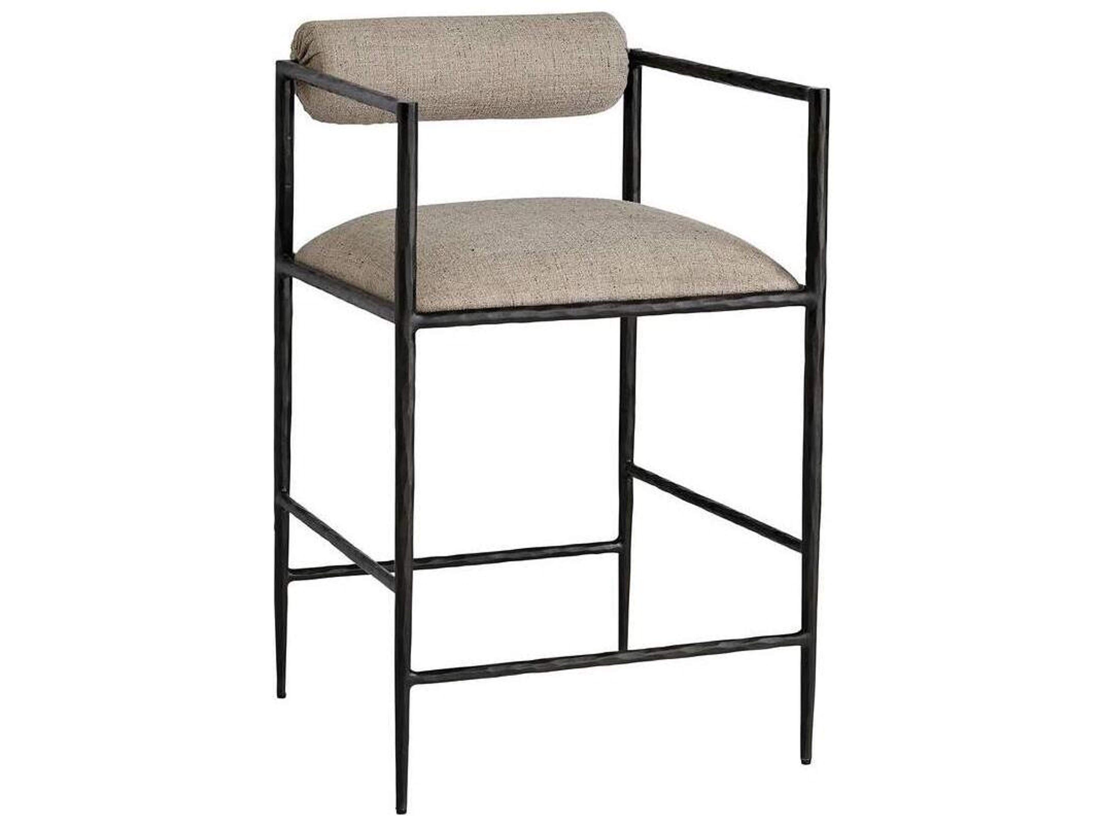 Arteriors Home Barbana Natural Pewter Upholstered Counter Stool