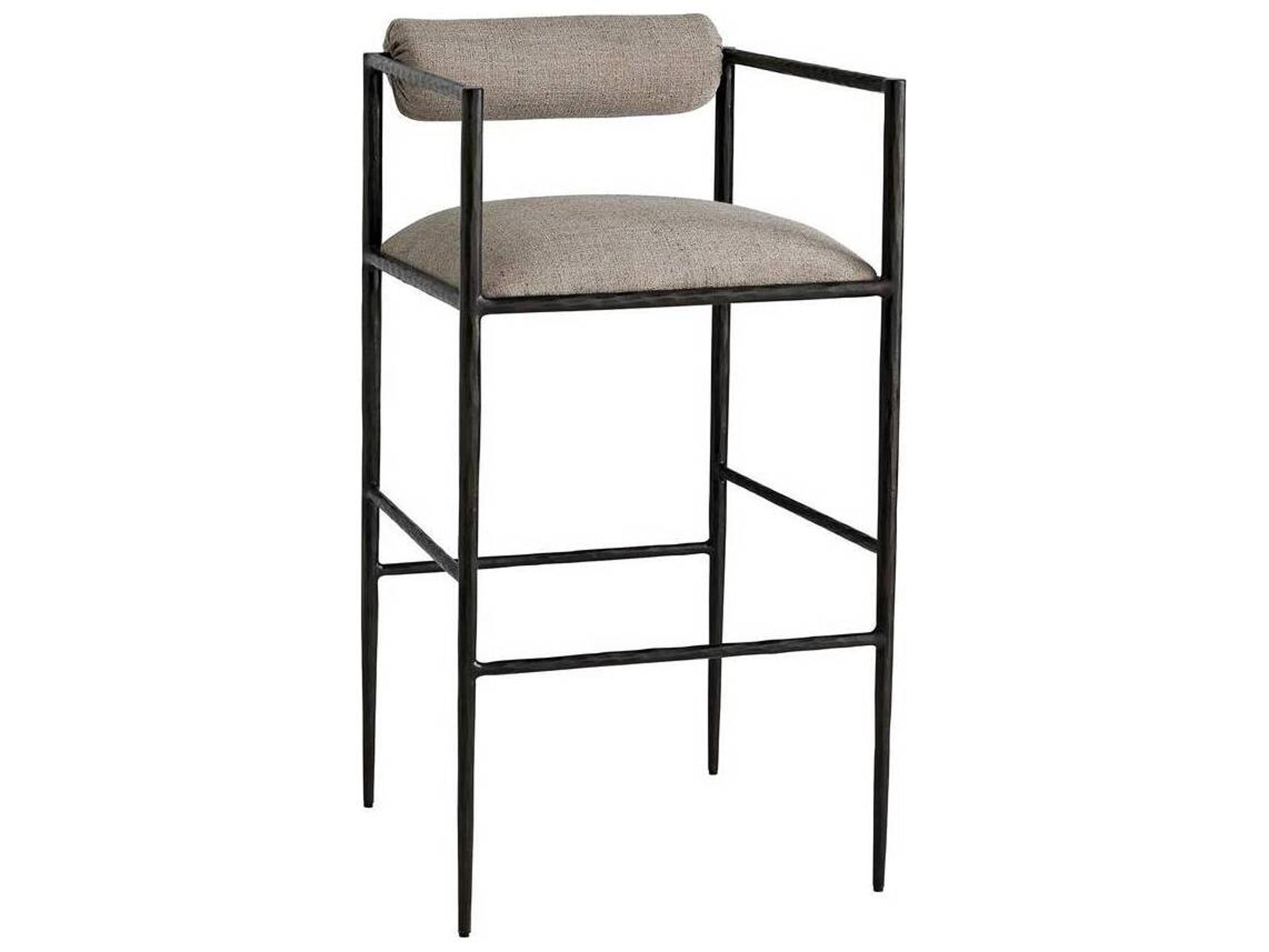 Arteriors Home Barbana Natural Pewter Upholstered Bar Stool