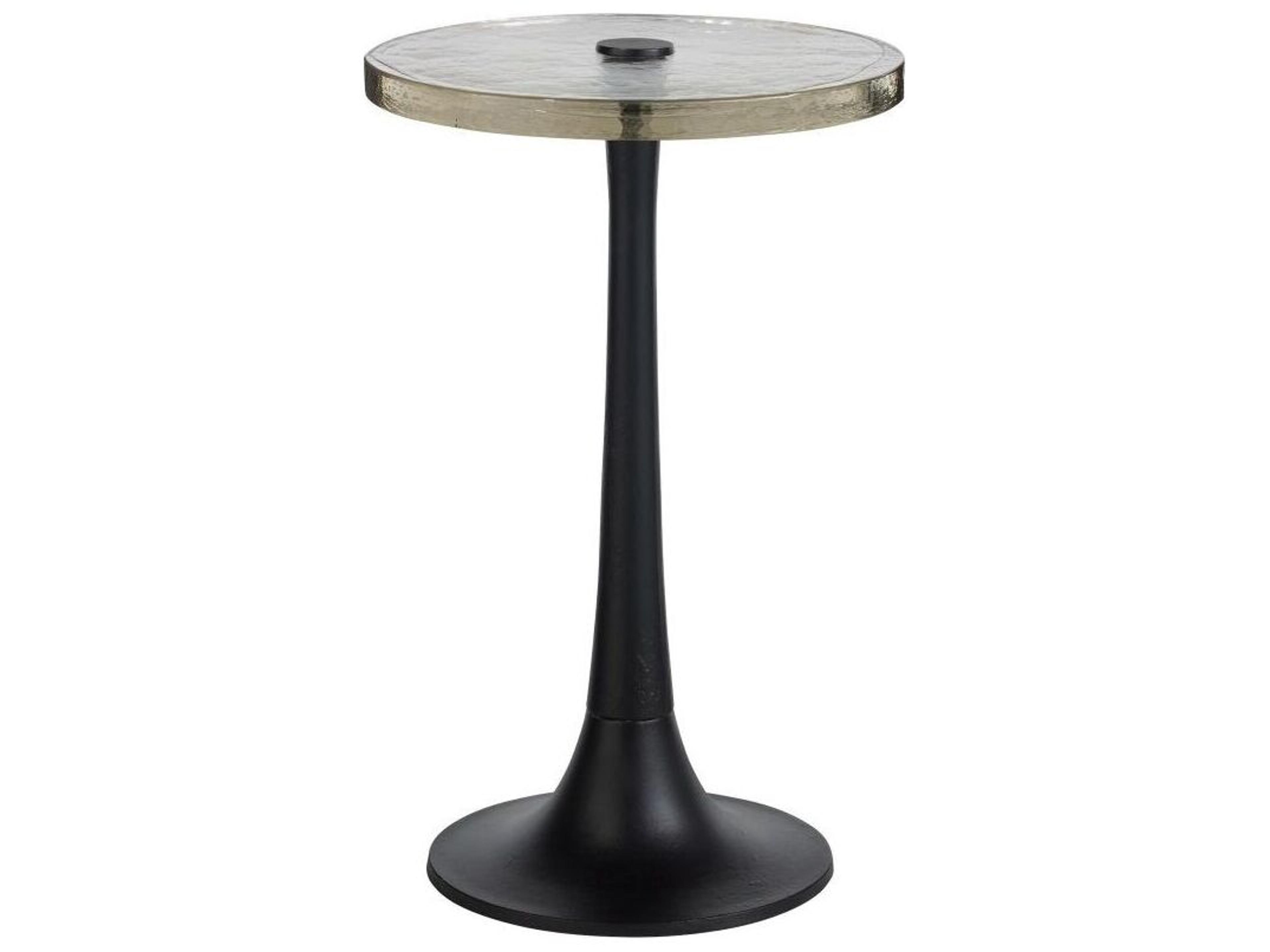 Arteriors Home Round Glass Natural Iron Eric End Table