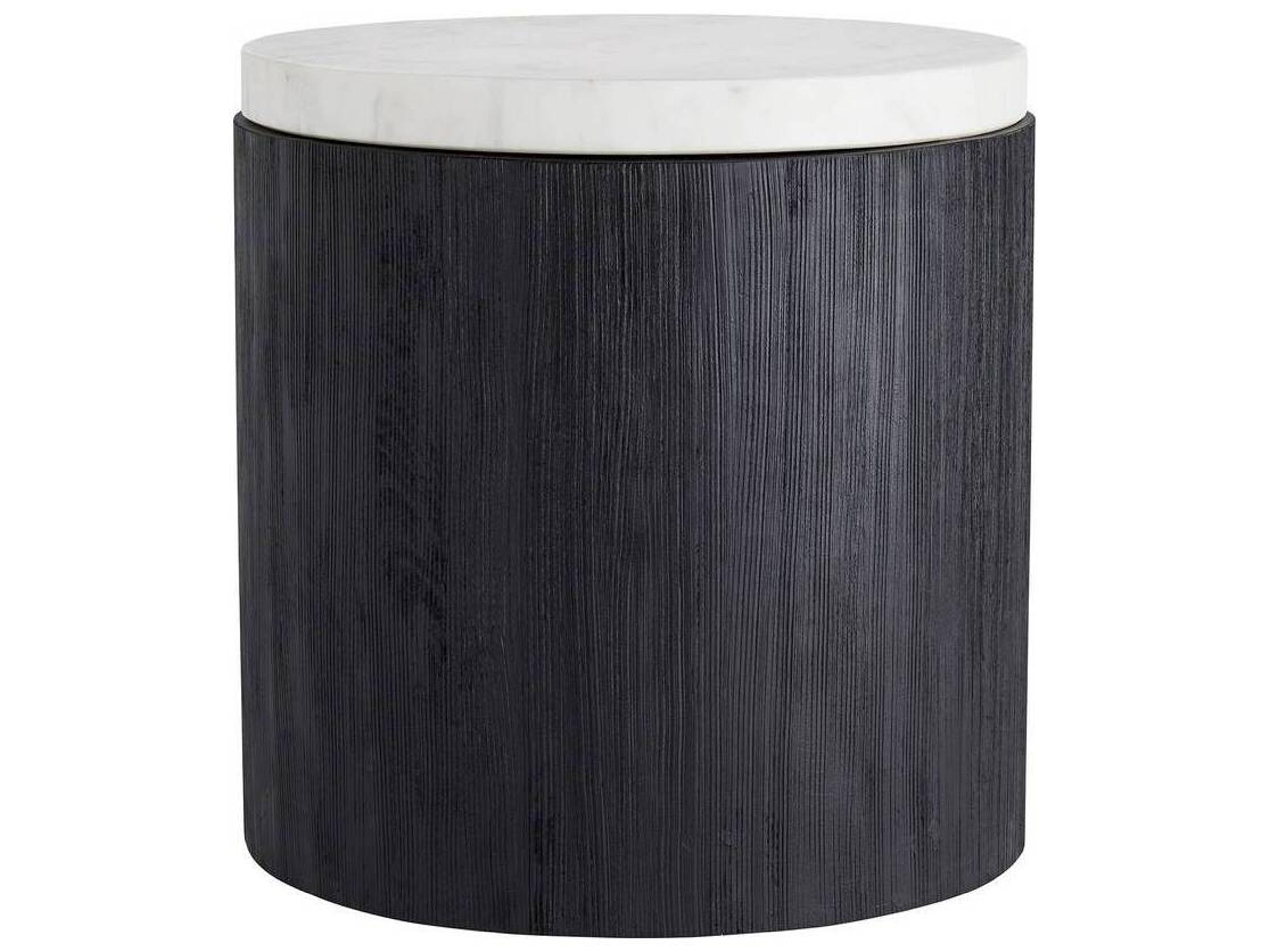 Arteriors Home Round Marble White Black Gregor End Table