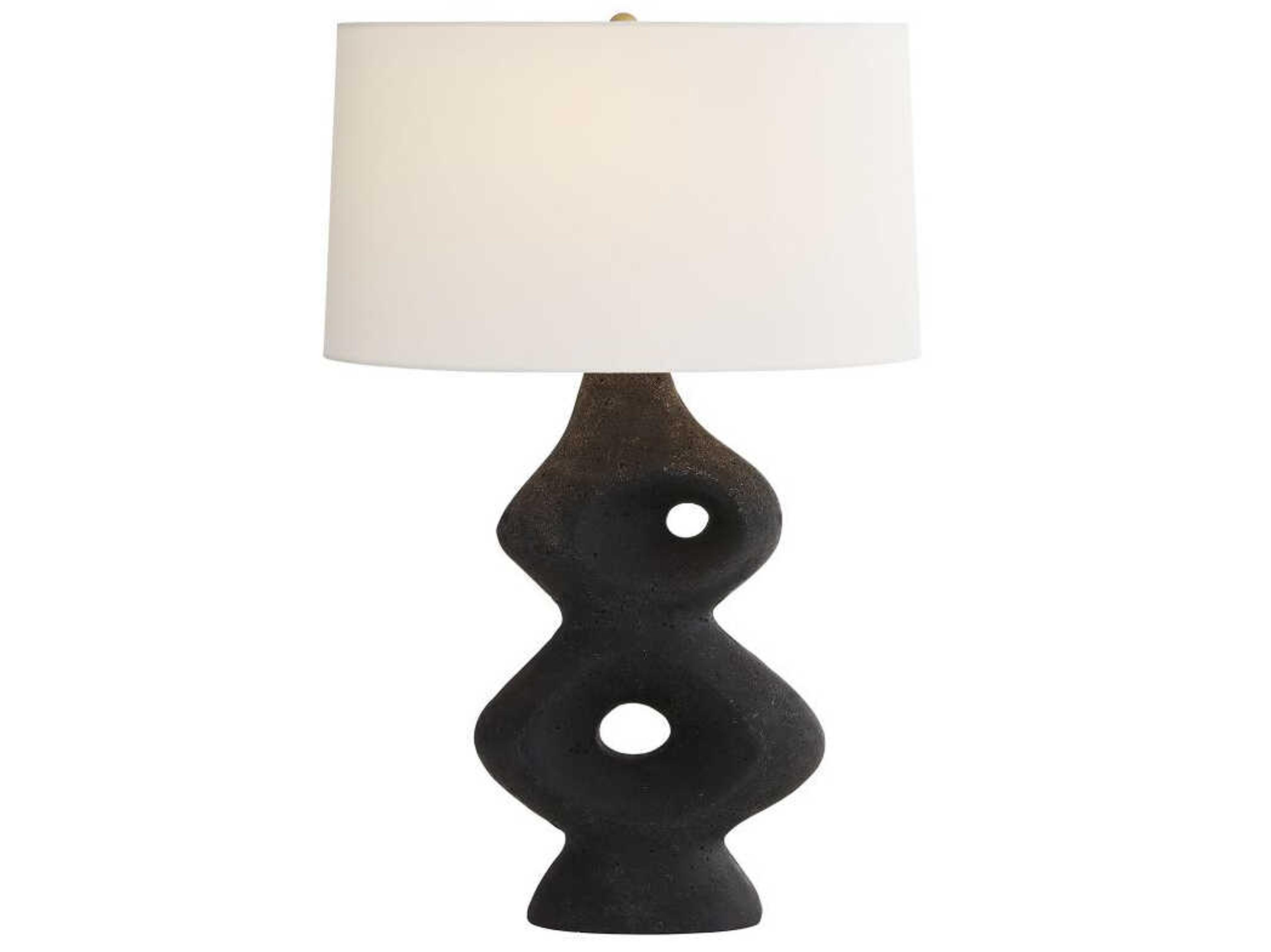 Arteriors Home Jemai Charcoal Ricestone Composite Black Buffet Lamp