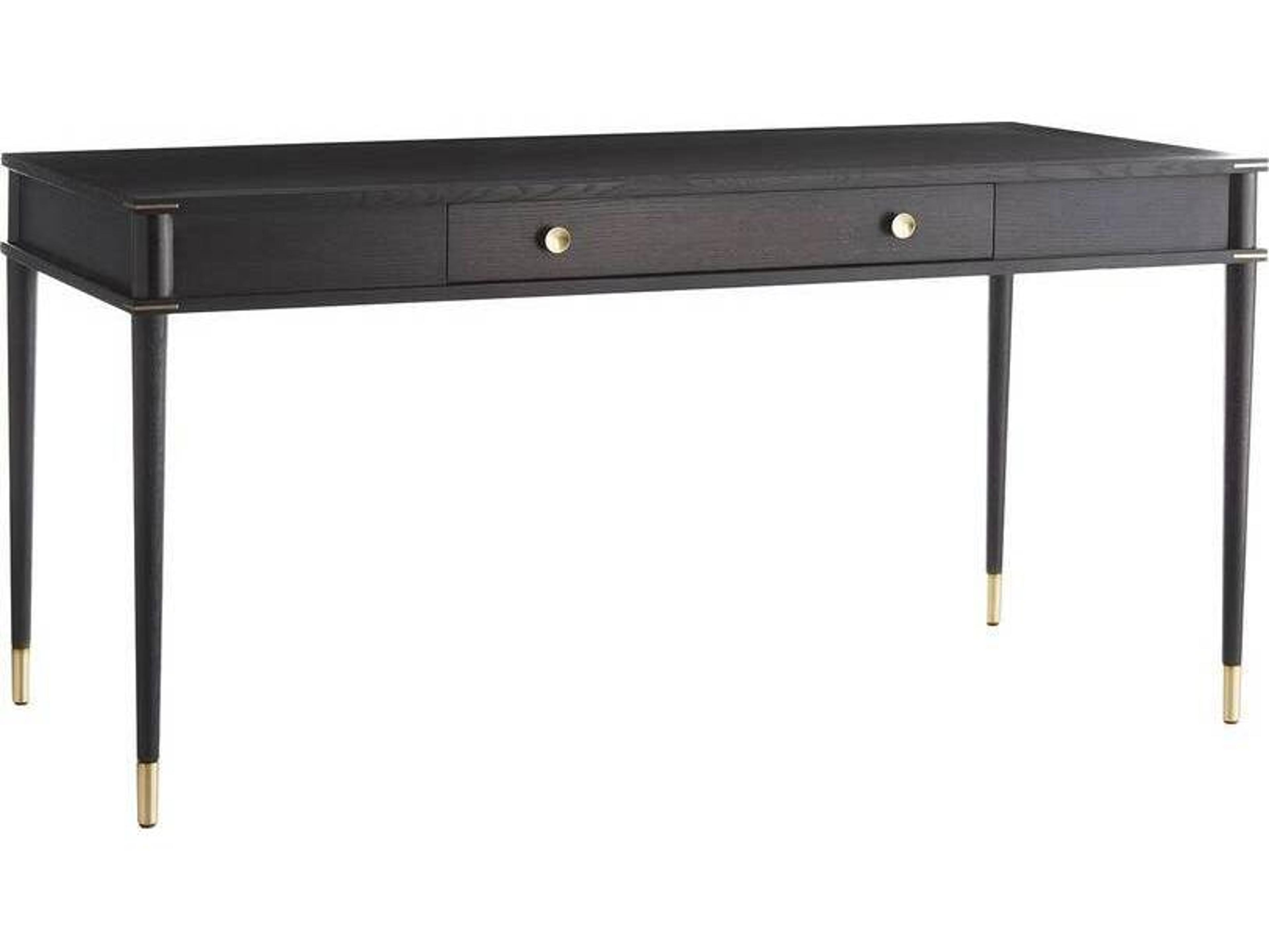 Arteriors Home Jobe Ebony Antique Brass Black Oak Wood Writing Desk