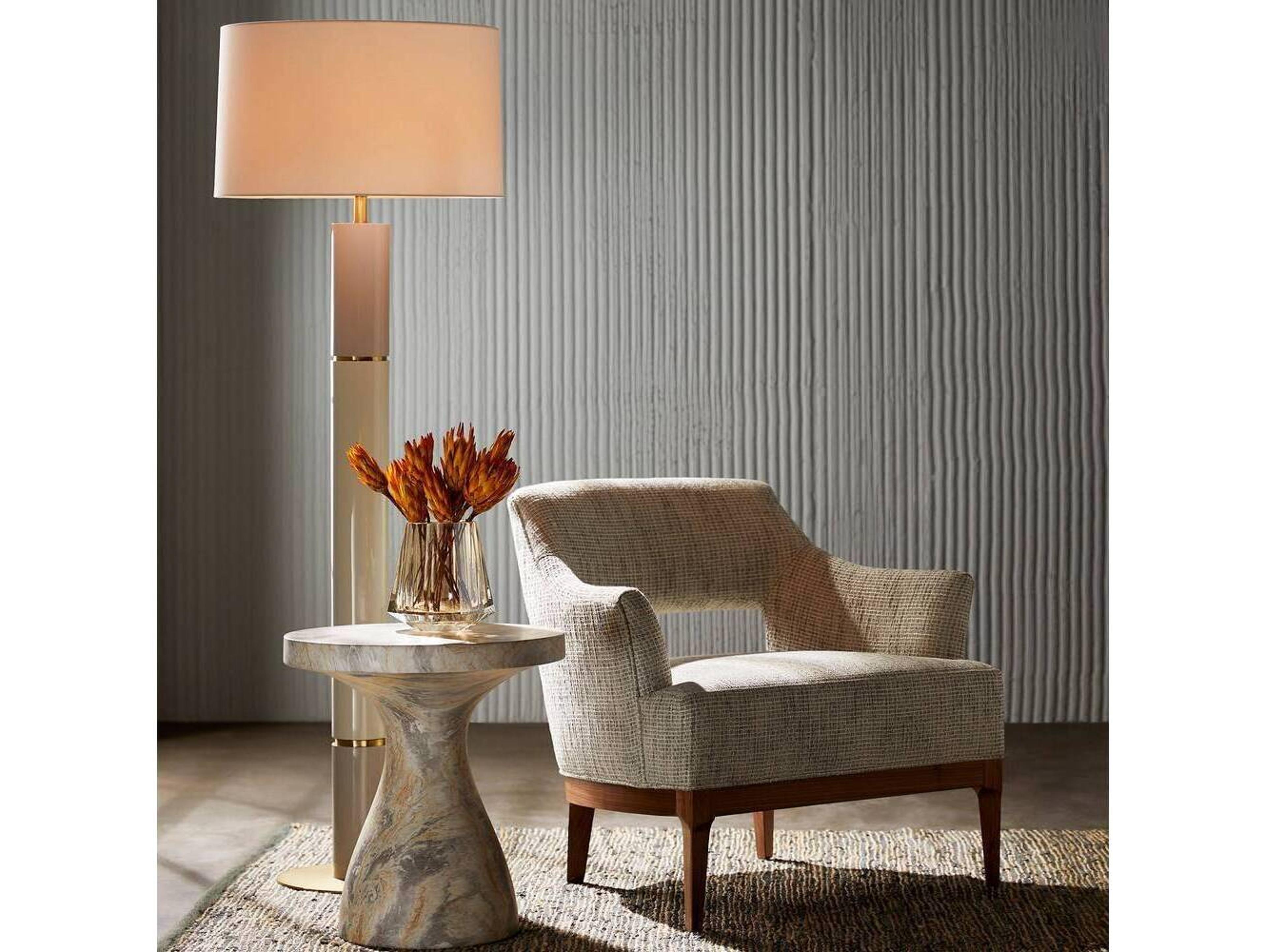 Arteriors Home Serafina Round Concrete Sahara Faux Marble End Table