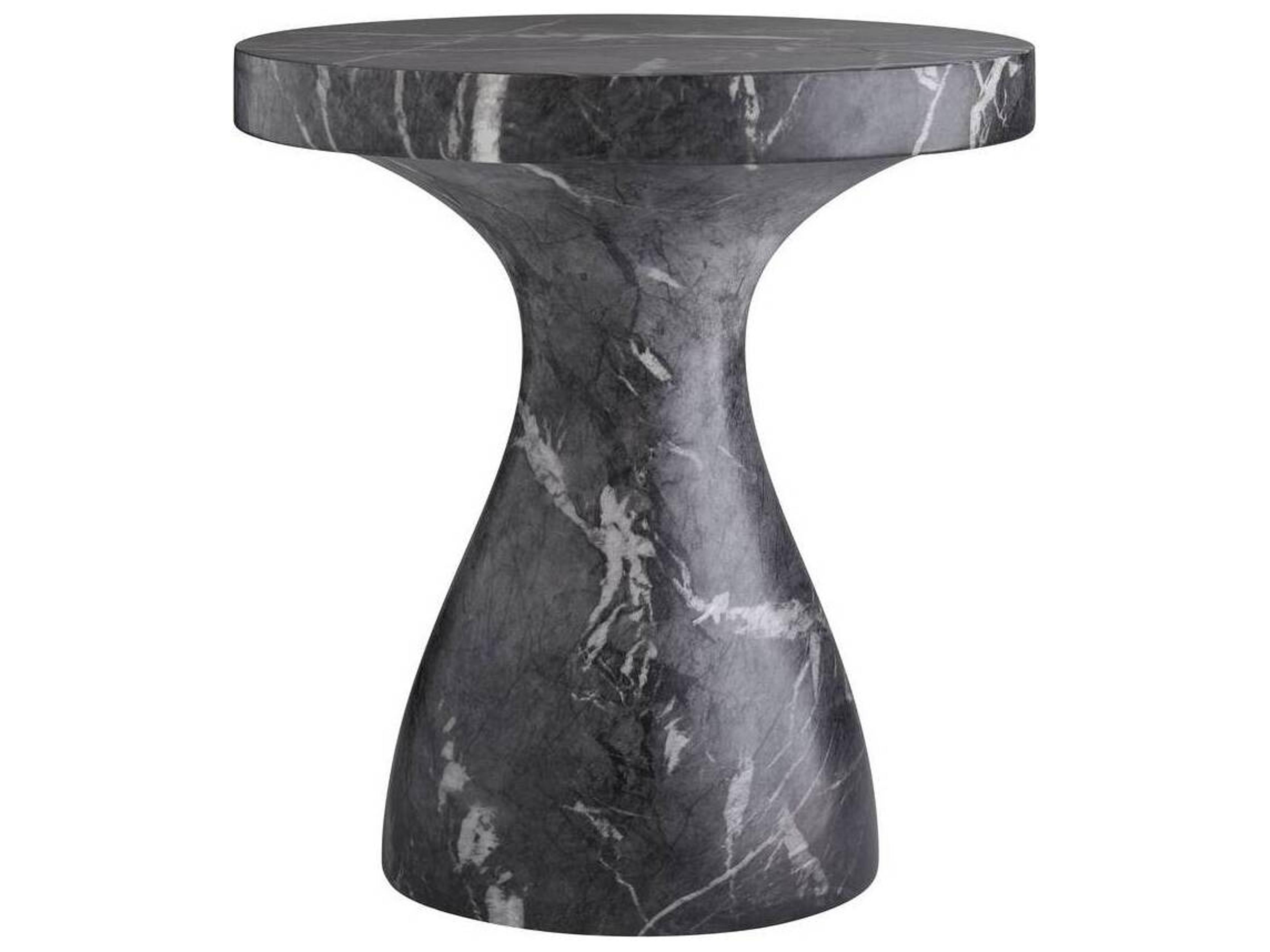 Arteriors Home Serafina Round Black Faux Marble End Table