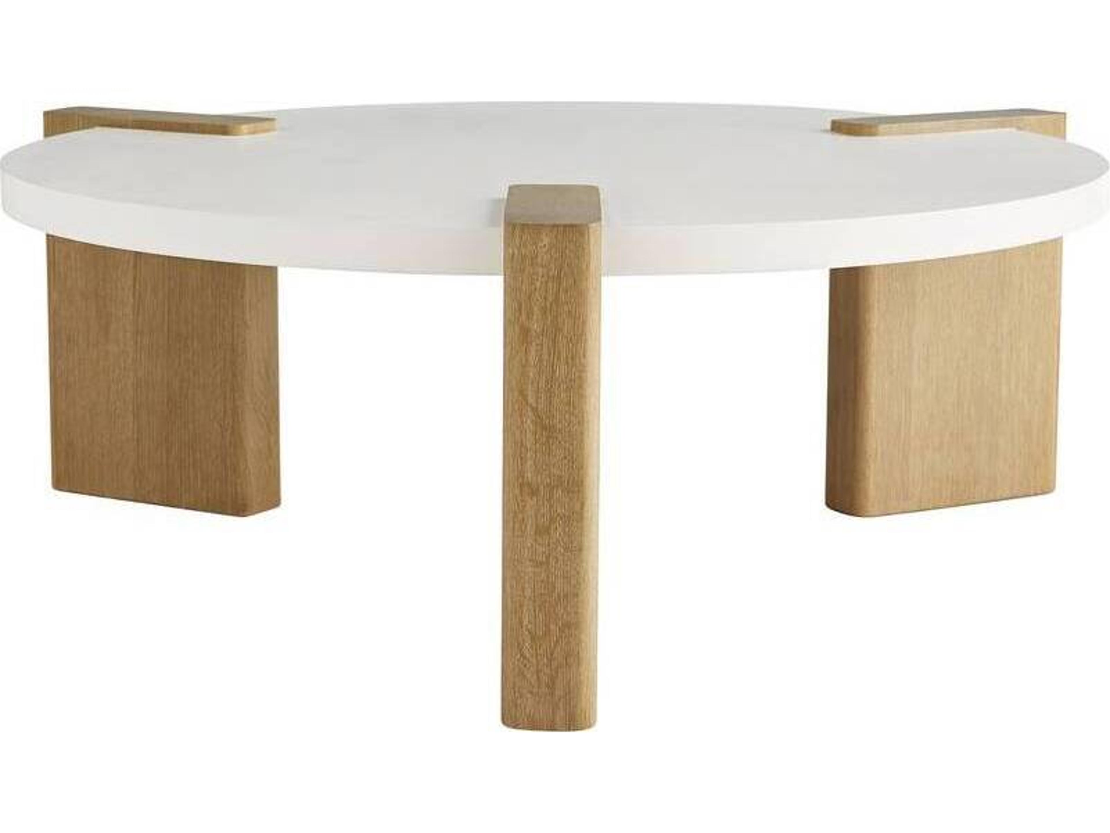 Arteriors Home Round Wood White Forrest Coffee Table
