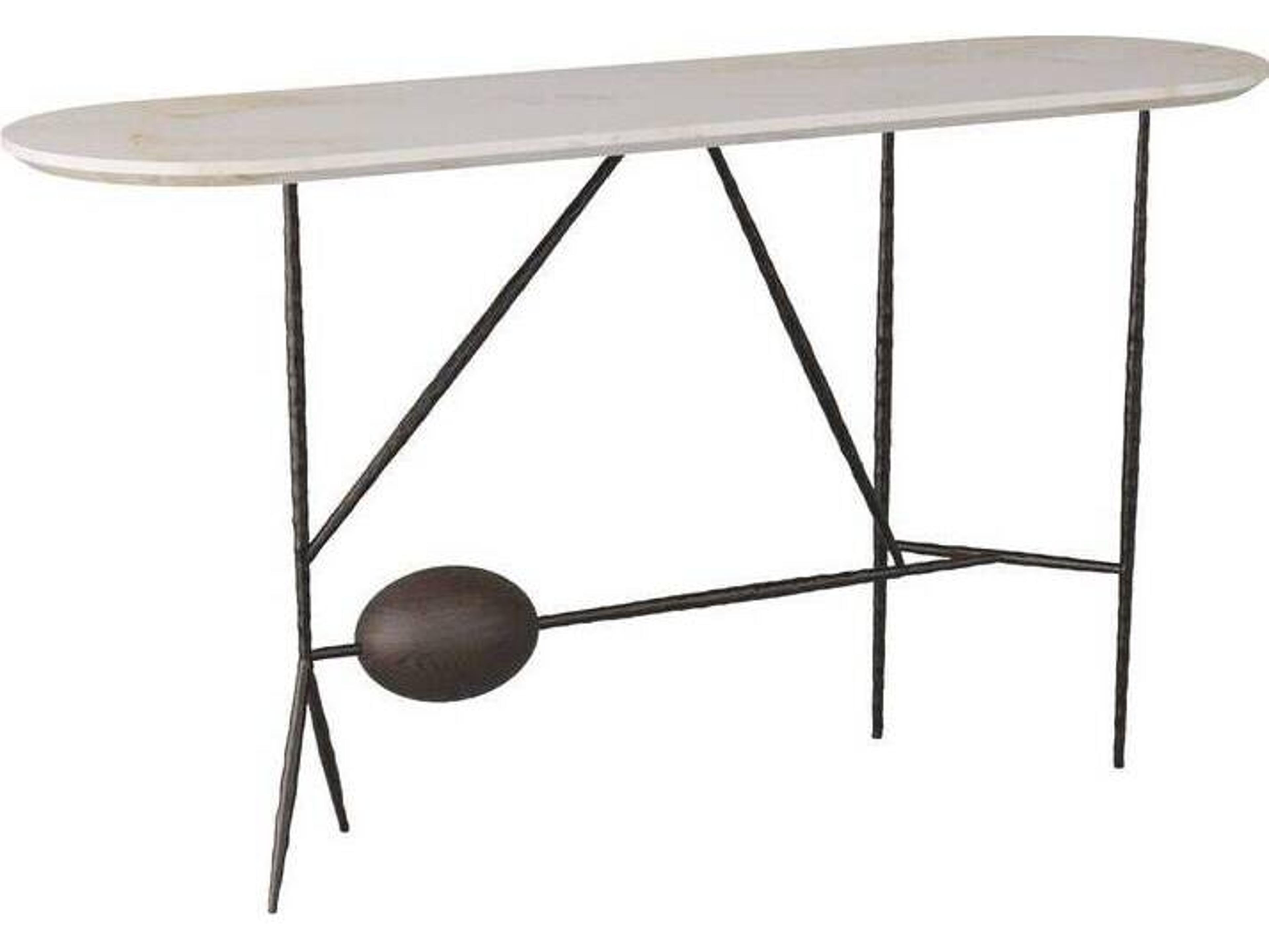 Arteriors Home Stewart Oval Marble Natural Iron Console Table