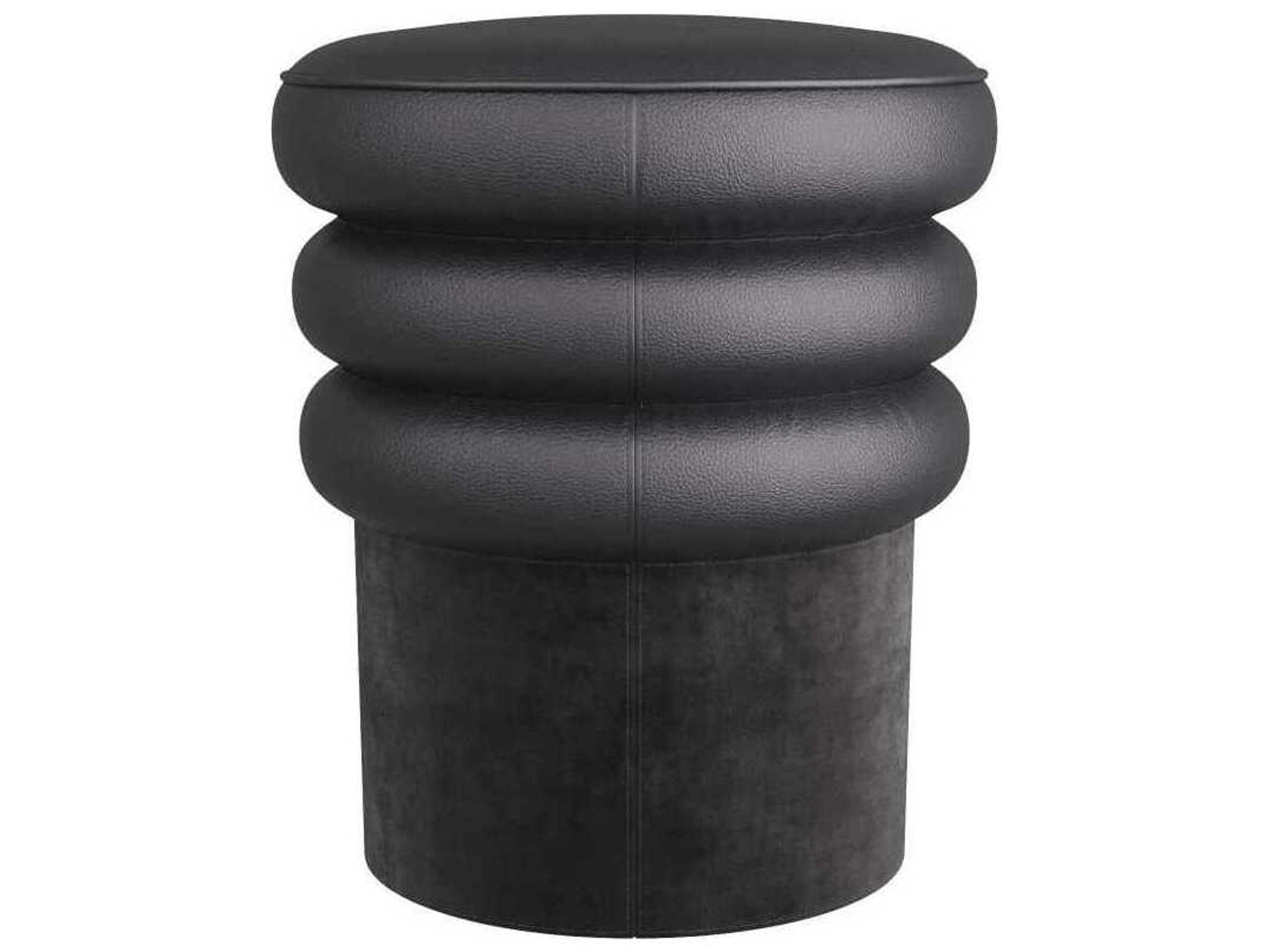 Arteriors Home Rollo Black Leather Ottoman