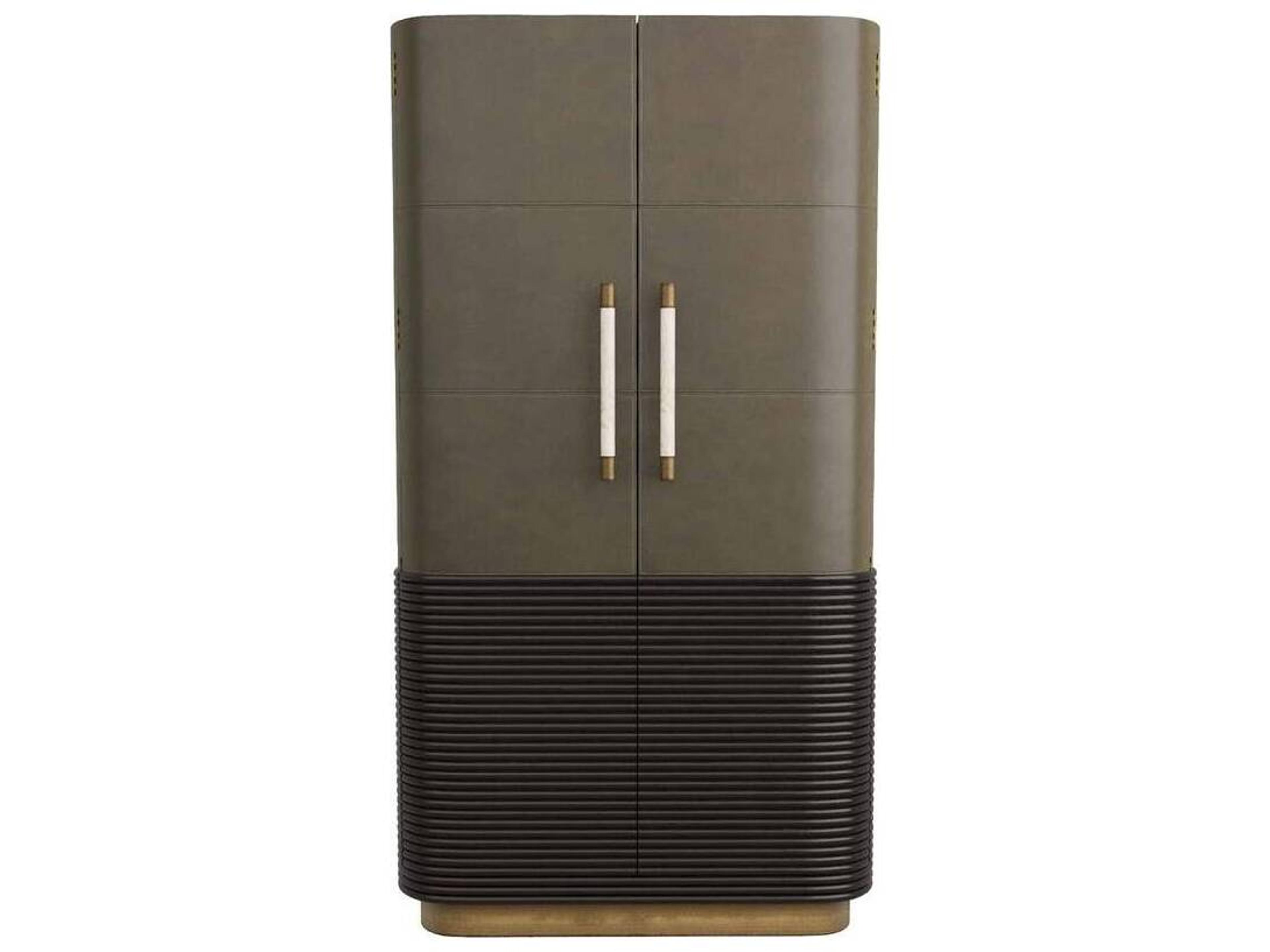 Arteriors Home Sherbourne Cabinet Graphite Leather Ebony Oak