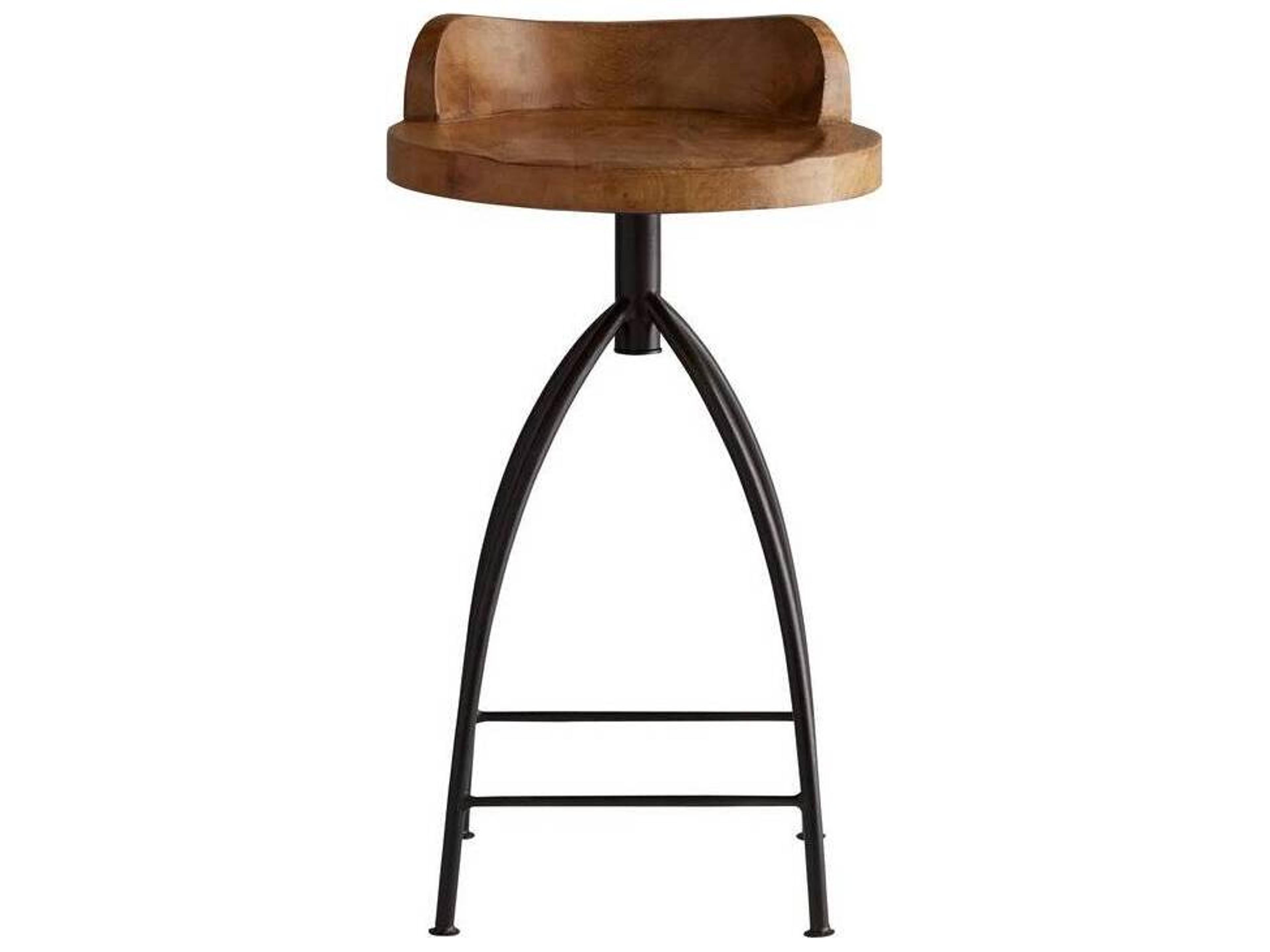 Arteriors Home Counter Stool Henson Swivel Sandblast Antique Wax Wood Natural Iron