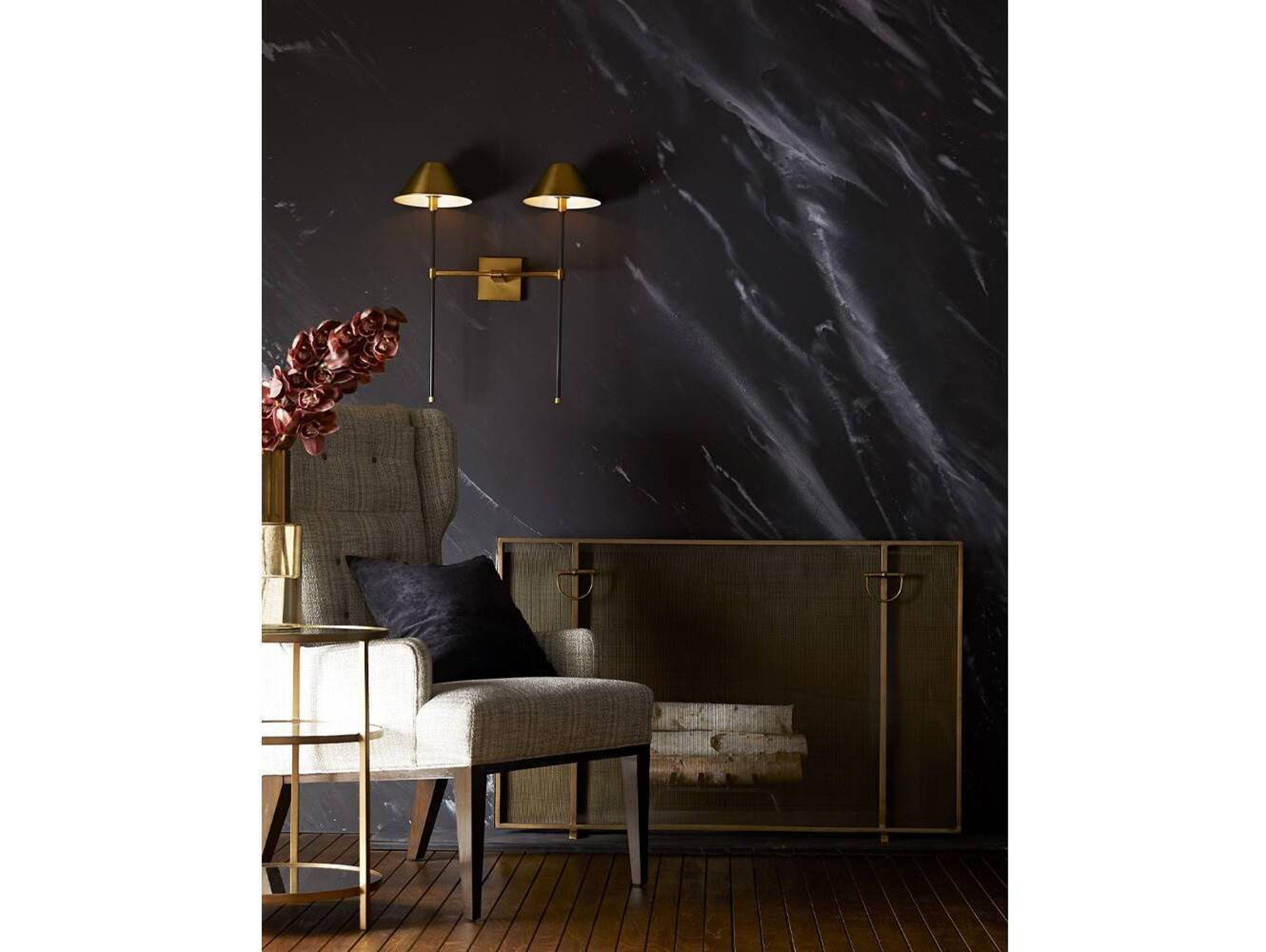 Arteriors Home Percy  Round Antique Mirror Brass End Table