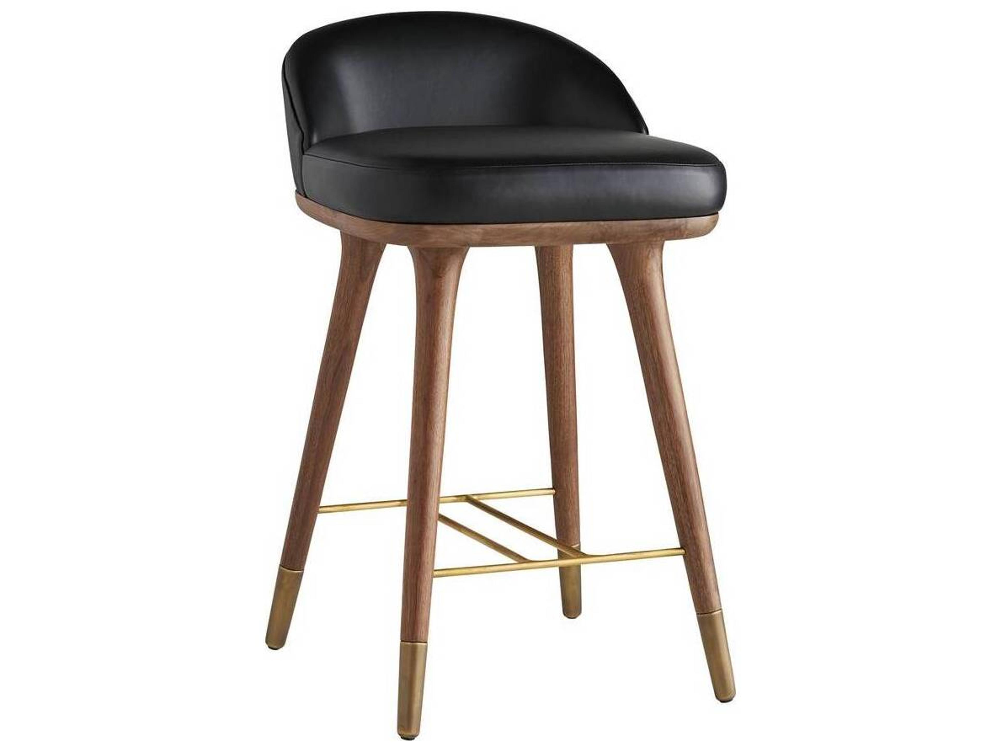 Arteriors Home Walsh Black Walnut Leather Counter Stool