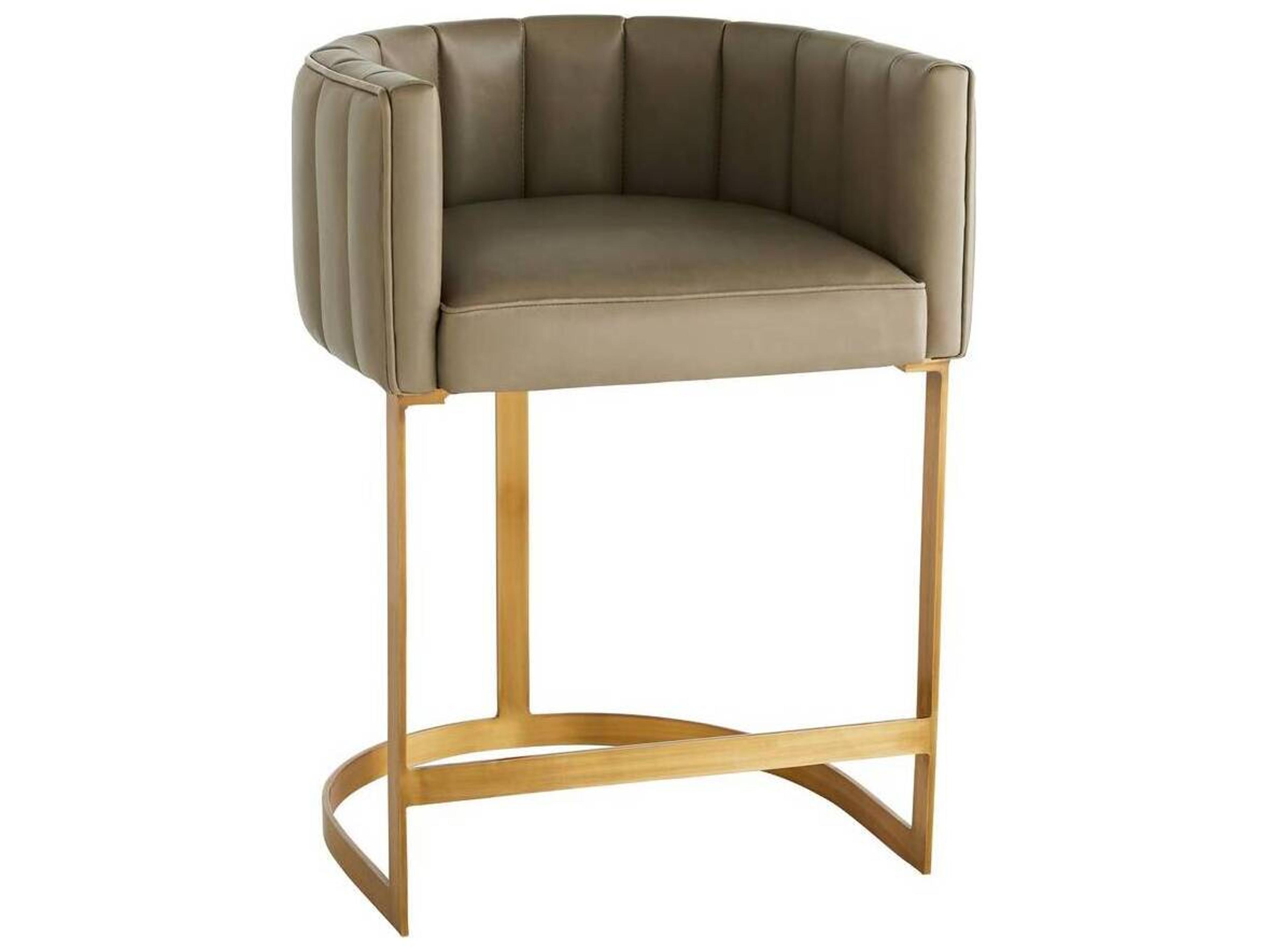 Arteriors Home Tatum Morel Antique Brass Leather Counter Stool