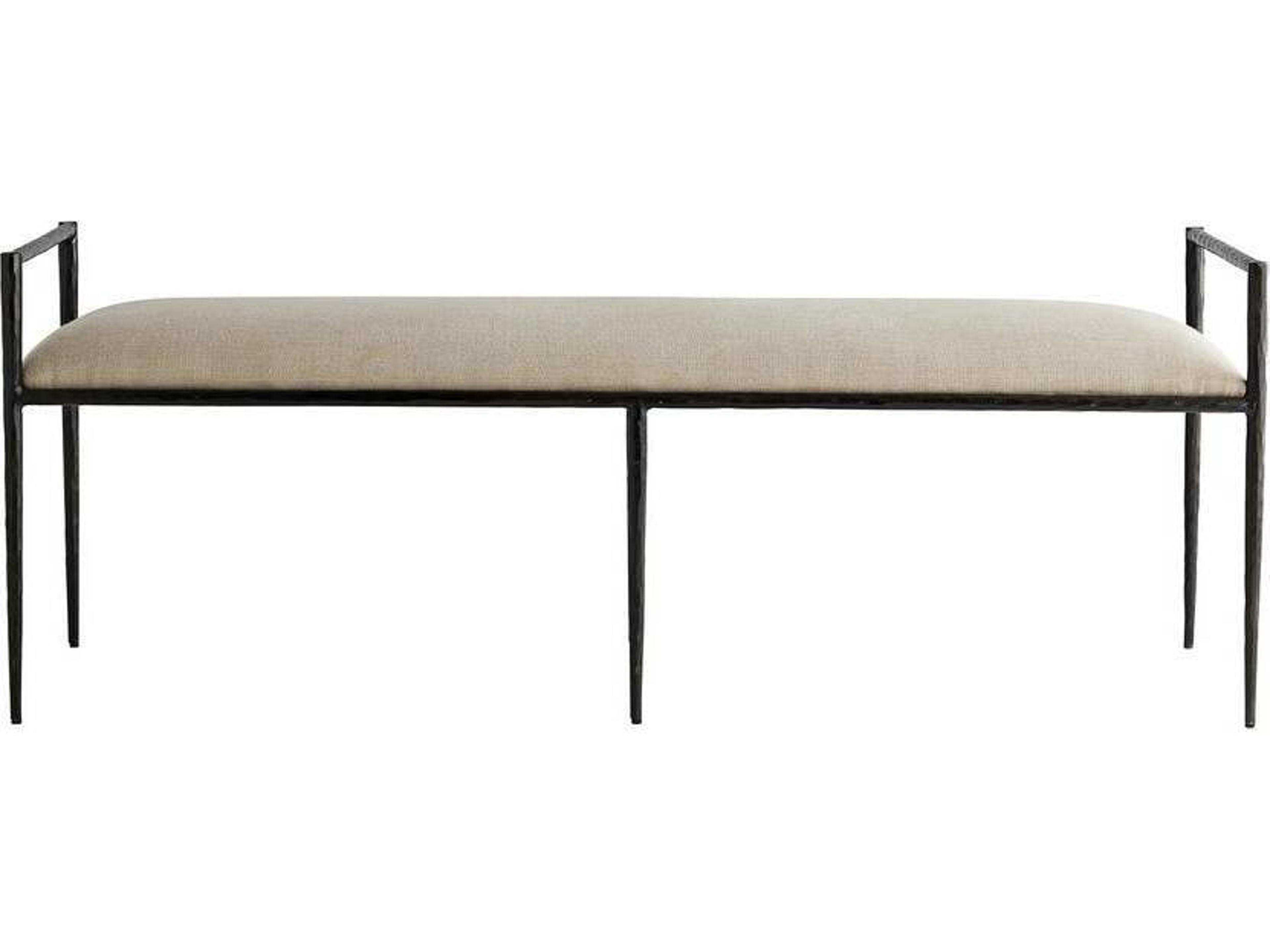 Arteriors Home Barbana Bench Natural Iron Oatmeal Linen