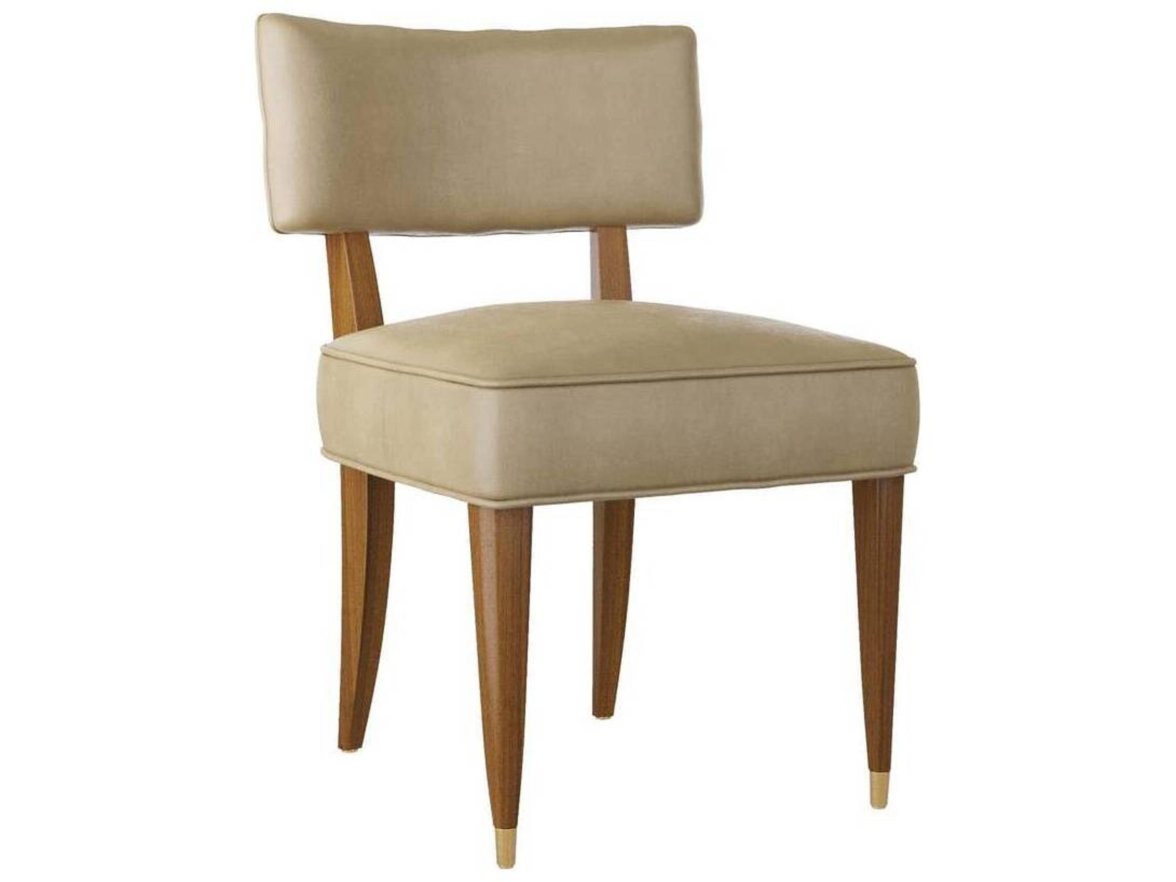 Arteriors Home Laurent Beech Wood Beige Leather Armless Dining Chair