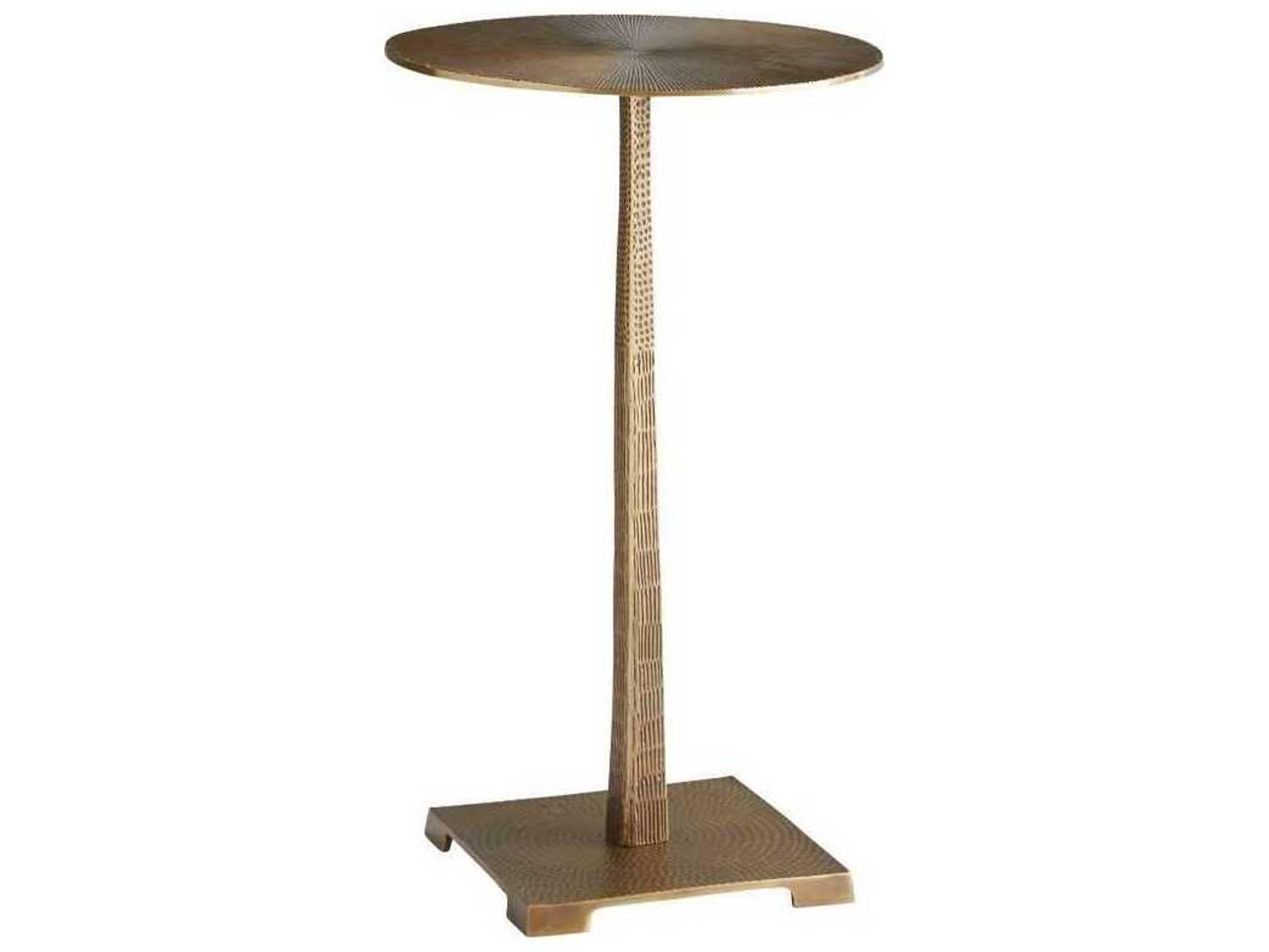 Arteriors Home Otelia  Round Metal Vintage Brass End Table