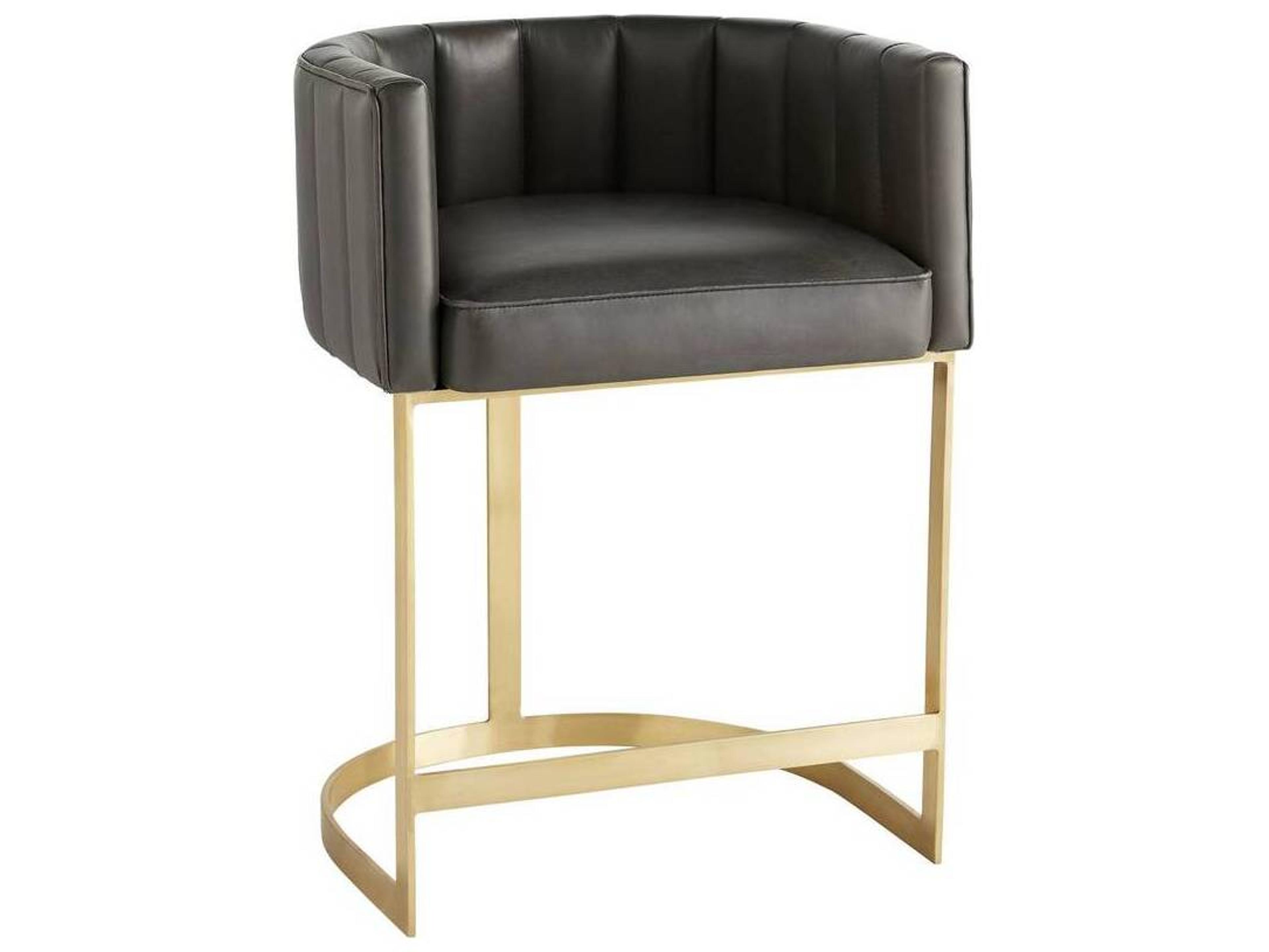 Arteriors Home Tatum Dim Gray Antique Brass Leather Counter Stool