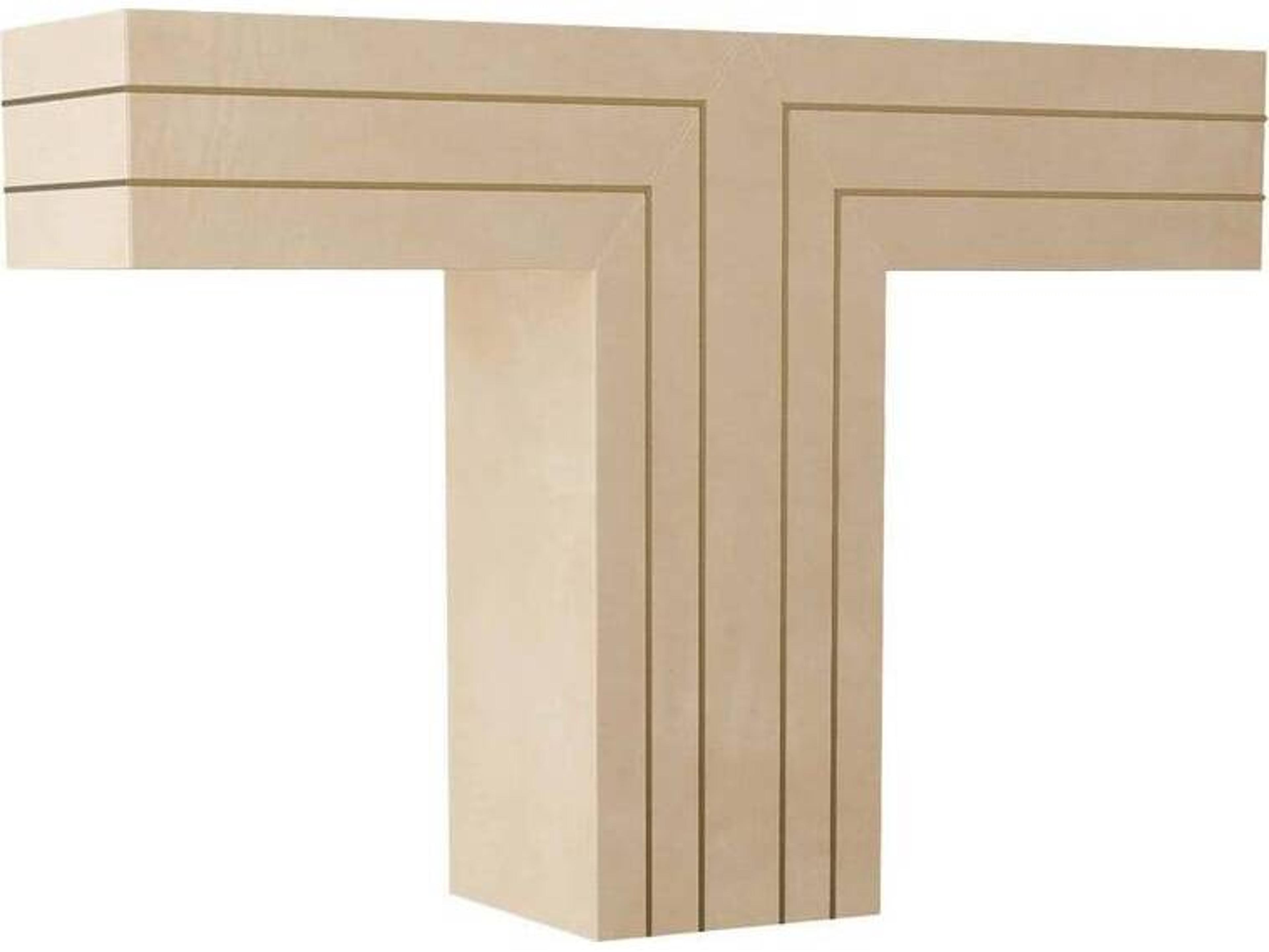 Arteriors Home Romeo Rectangular Leather Taupe Antique Brass Console Table