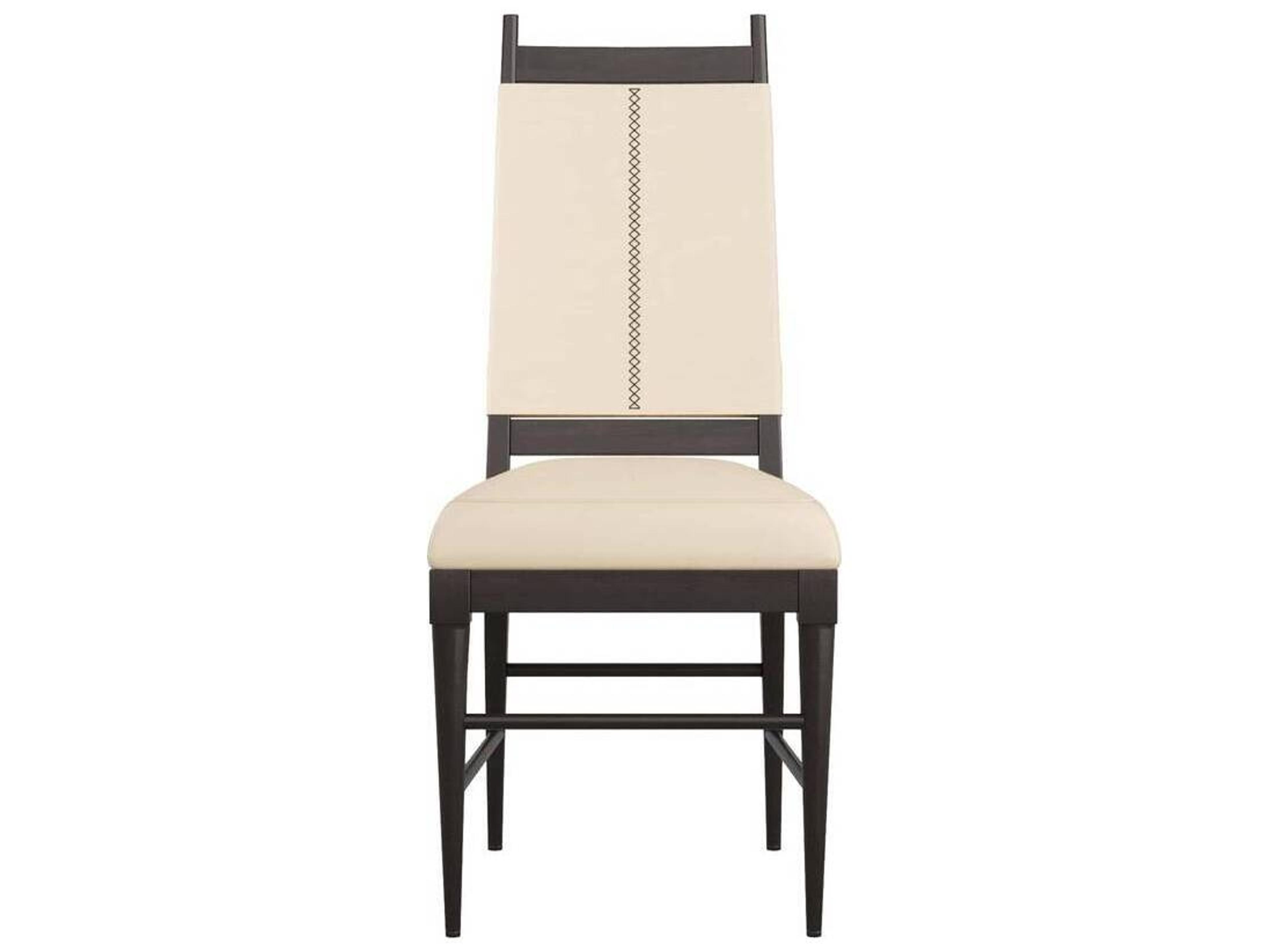 Arteriors Home Armless Dining Chair Keegan Vanilla Leather Ebony Wood