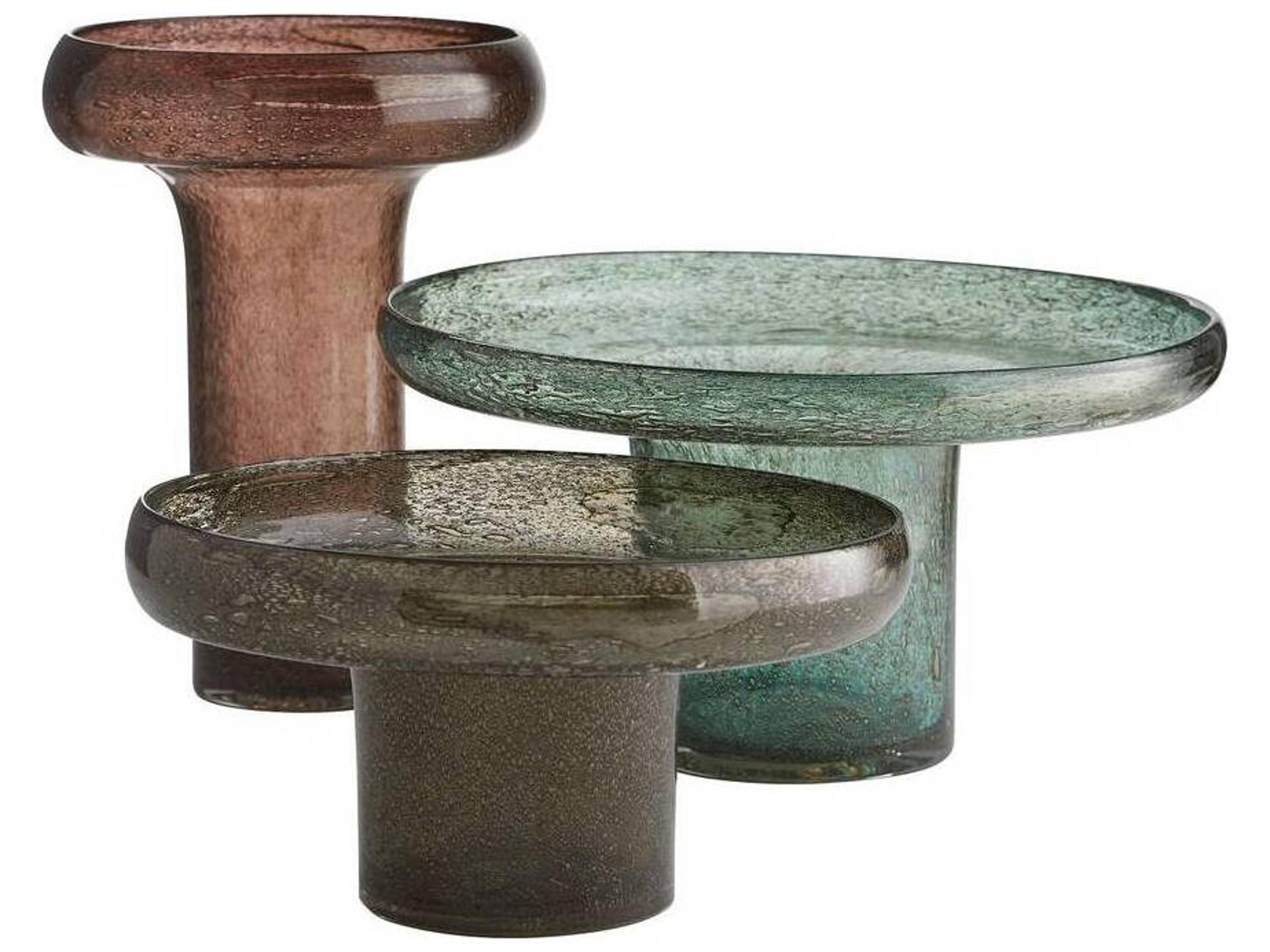 Arteriors Home Phoebe  Smoke Rose Teal Vase Set of 3