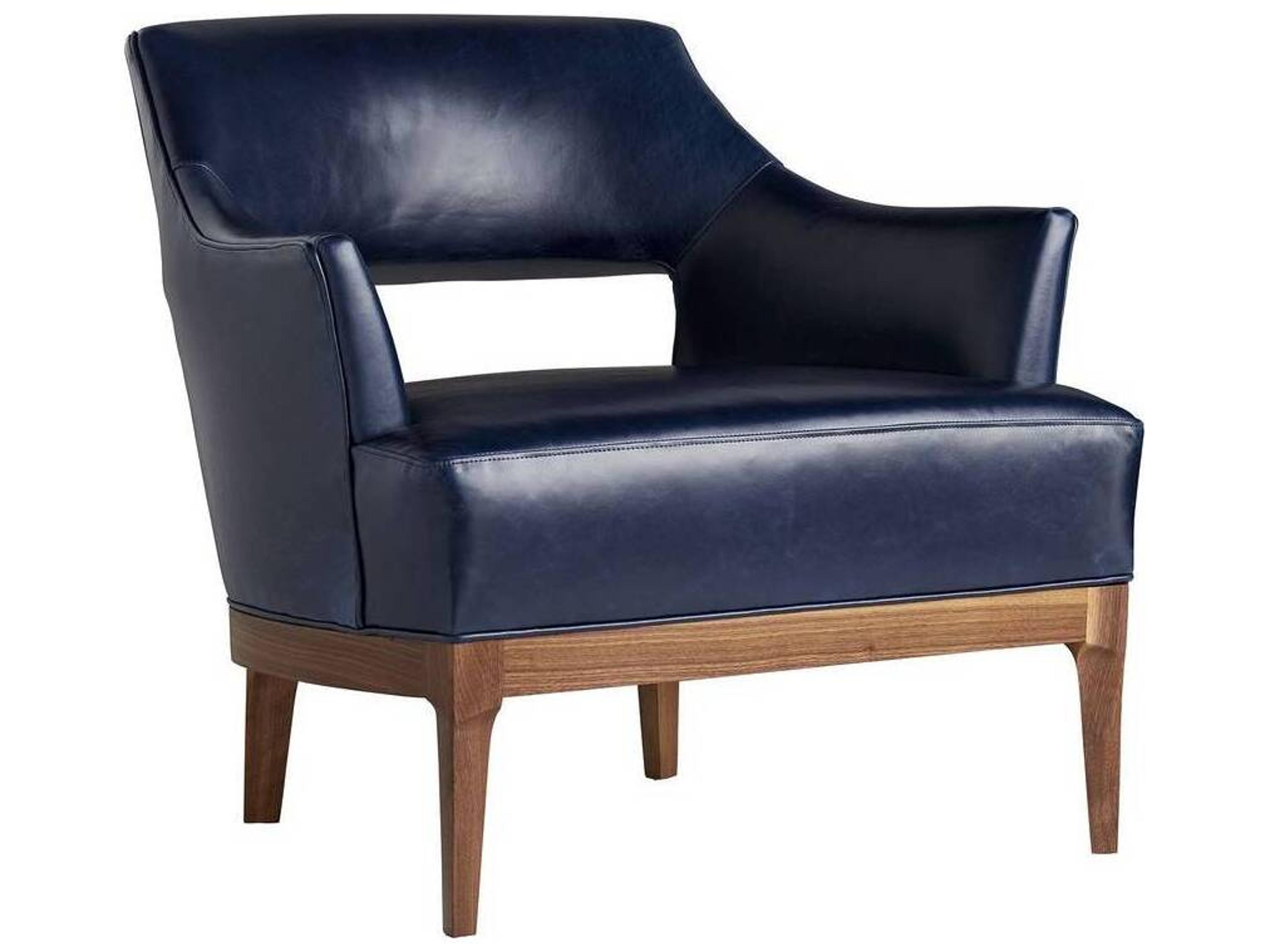 Arteriors Home Laurette Blue Leather Accent Chair
