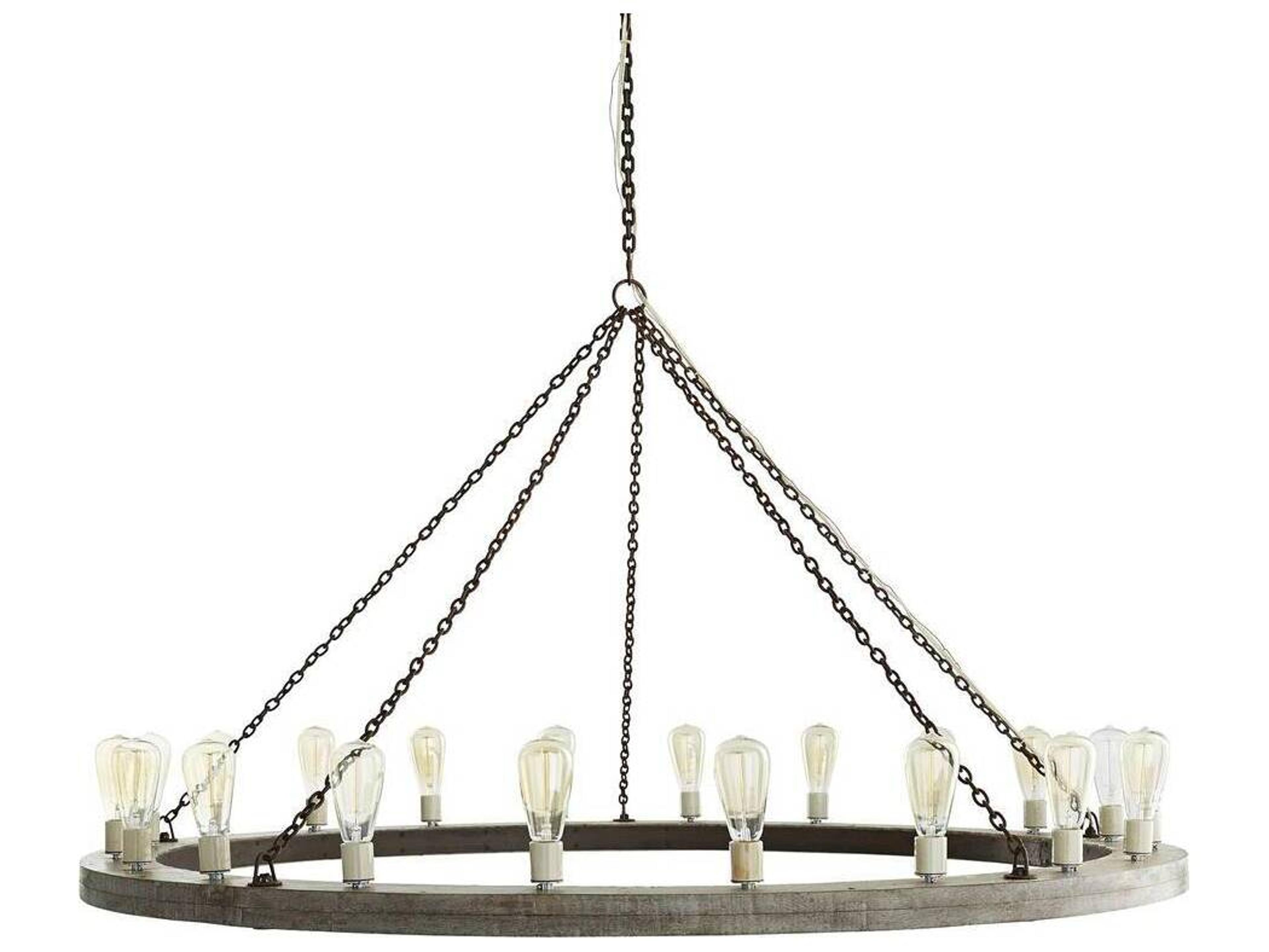 Geoffrey 20-Light Gray Stained Wood Rust Chandelier