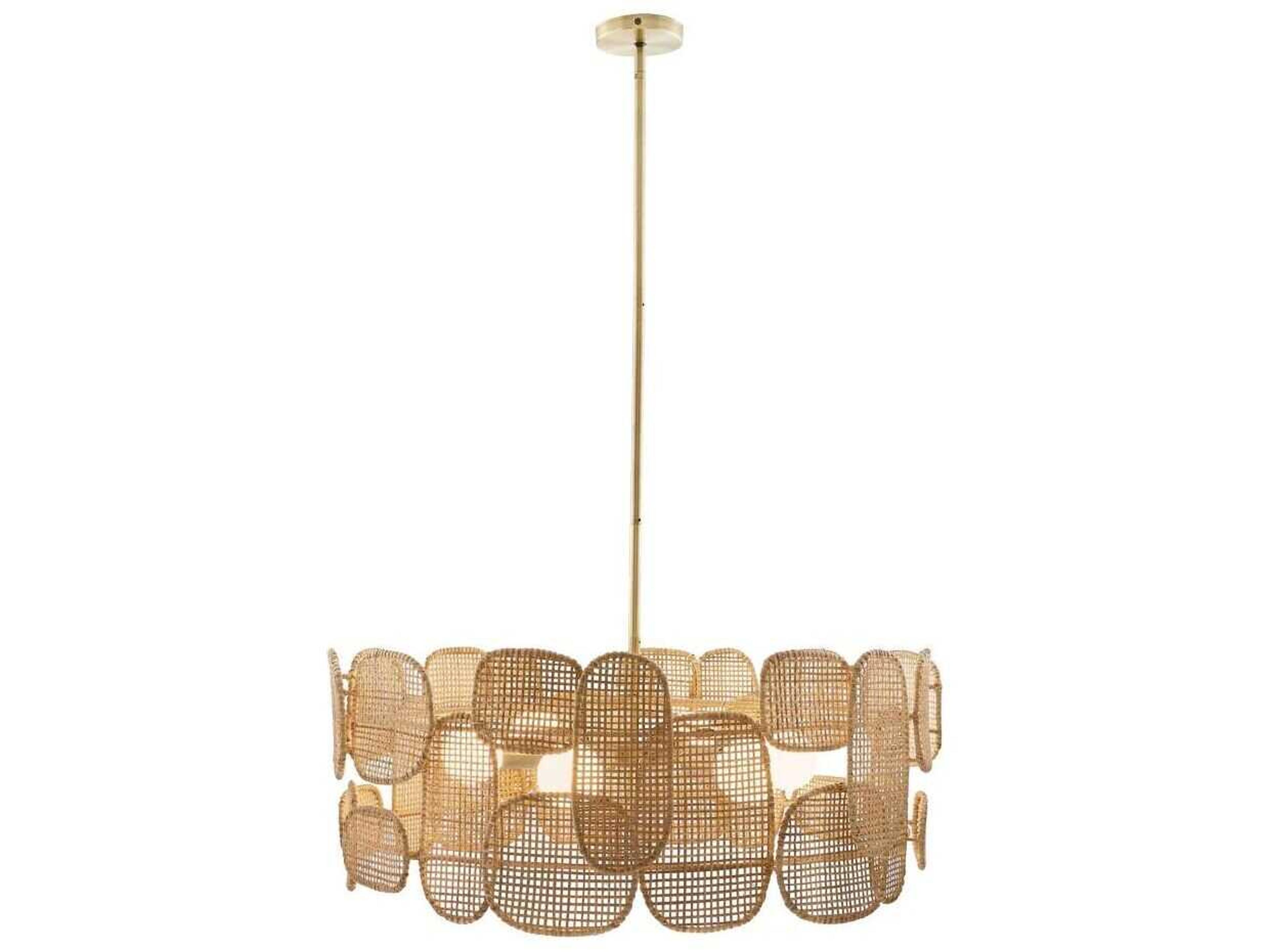 Arteriors Home Ronaldo 6-Light Natural Rattan Wood Drum Pendant